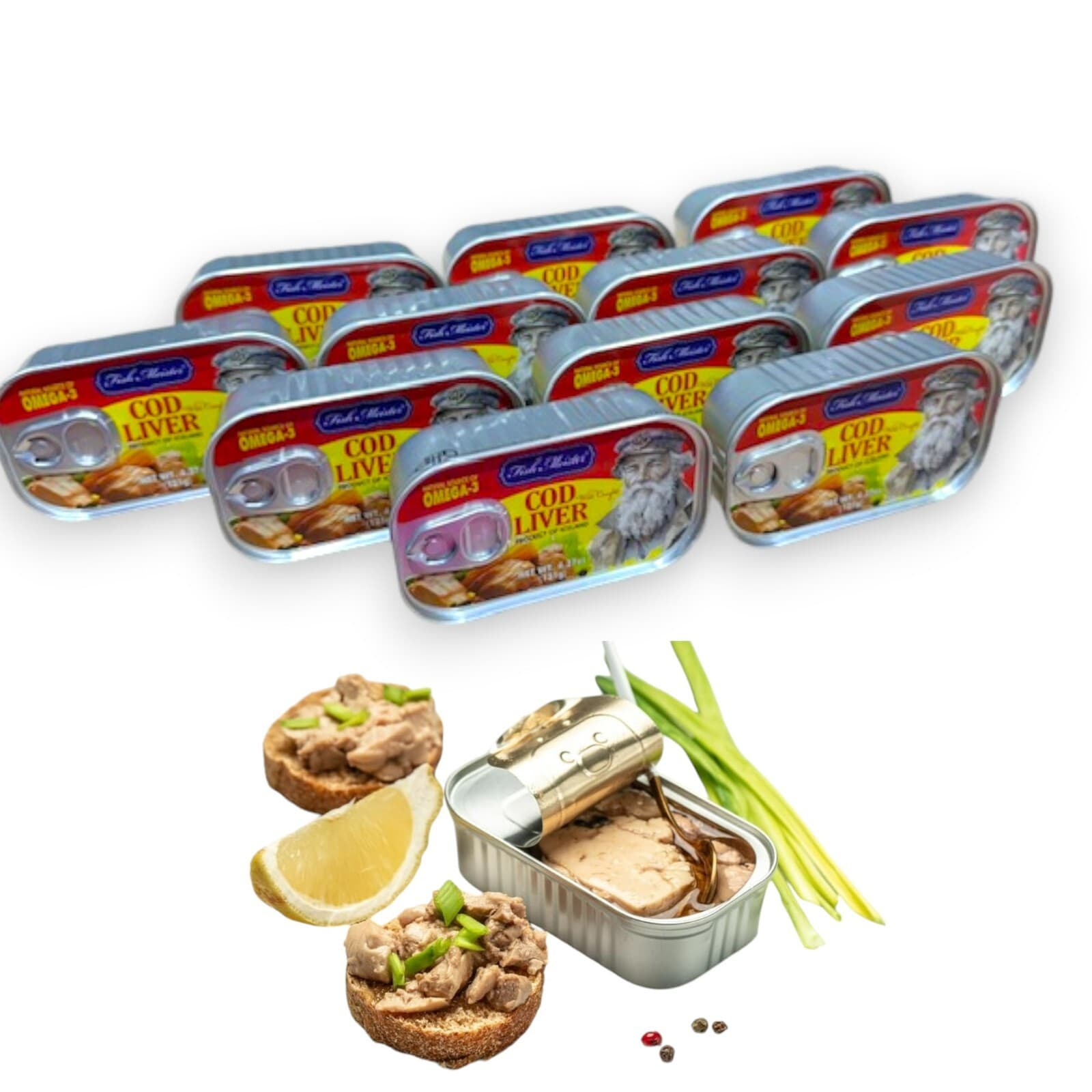 Fish Meister COD LIVER Canned in Oil - Wild Caught Cod Liver with Omega-3 Fatty 3