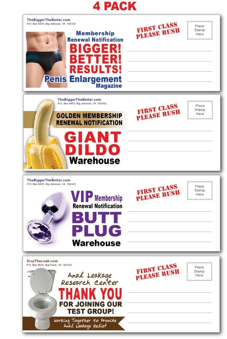 4 PACK - Adult PRANK Mail Postcards - FUNNY Joke Revenge Gag Gift Novelty Funny  2