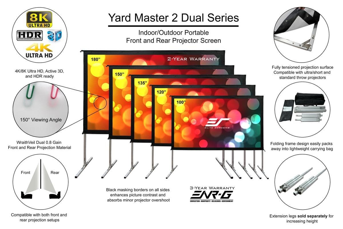Elite Screens OMS135H2-DUAL Yard Master 2 Dual Series Outdoor Projector Screen 2