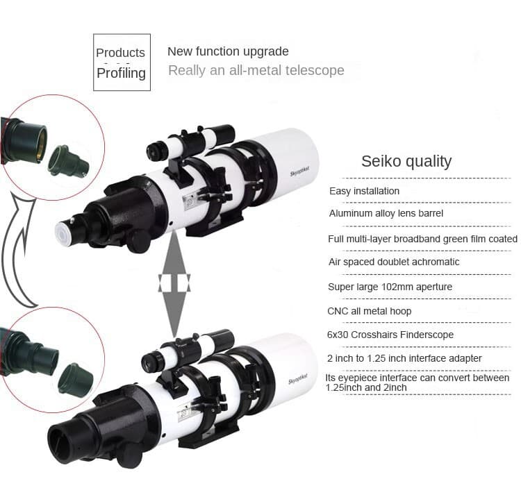 102 mm/600 mm Refractor telescope OTA Beginner Astro-Photogragh view moon Saturn 6