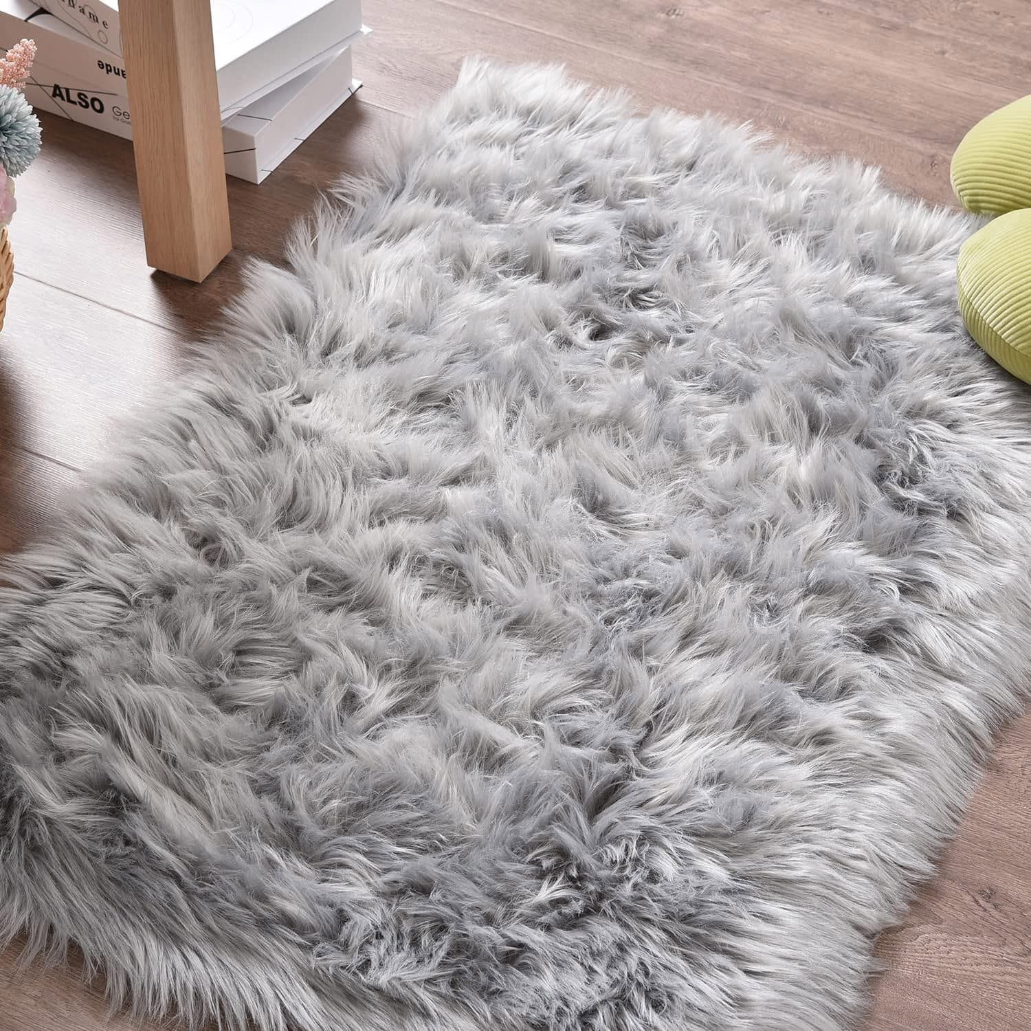 Faux Fur Sheepskin Area Rug Non-Skid Furry Carpet for Living Room in Many Colors 5