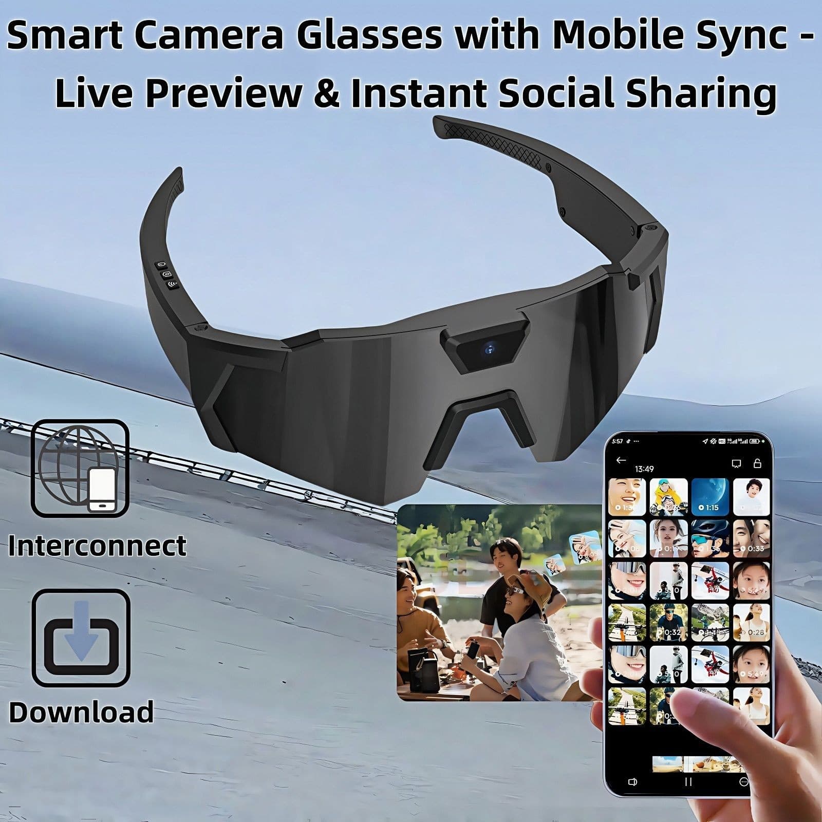 Smart Glasses Camera Video Recording Wearable Camera HD 1080P（No Memory Card） 3