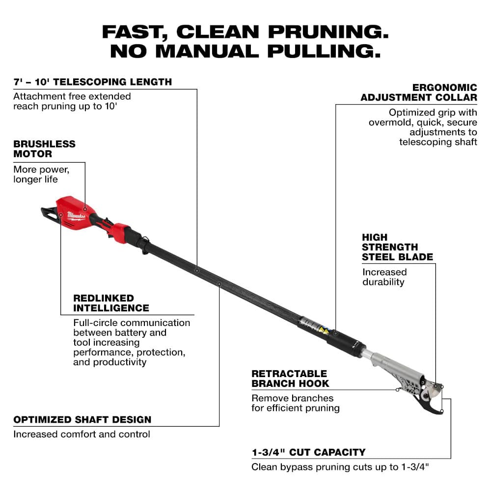 Milwaukee 3008-20 M18 18V Brushless Telescoping Pole Pruning Shears - Bare Tool 2