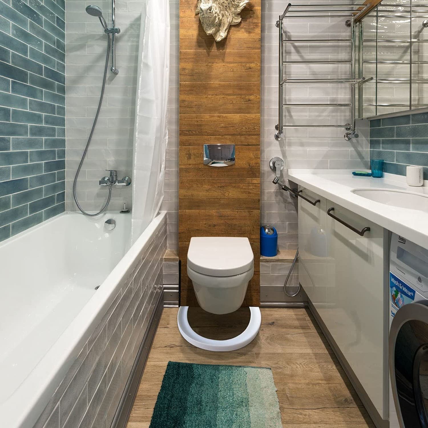 78 Inches Water Barrier for Sink, Shower Threshold Water Dam Barrier, Silicon... 6