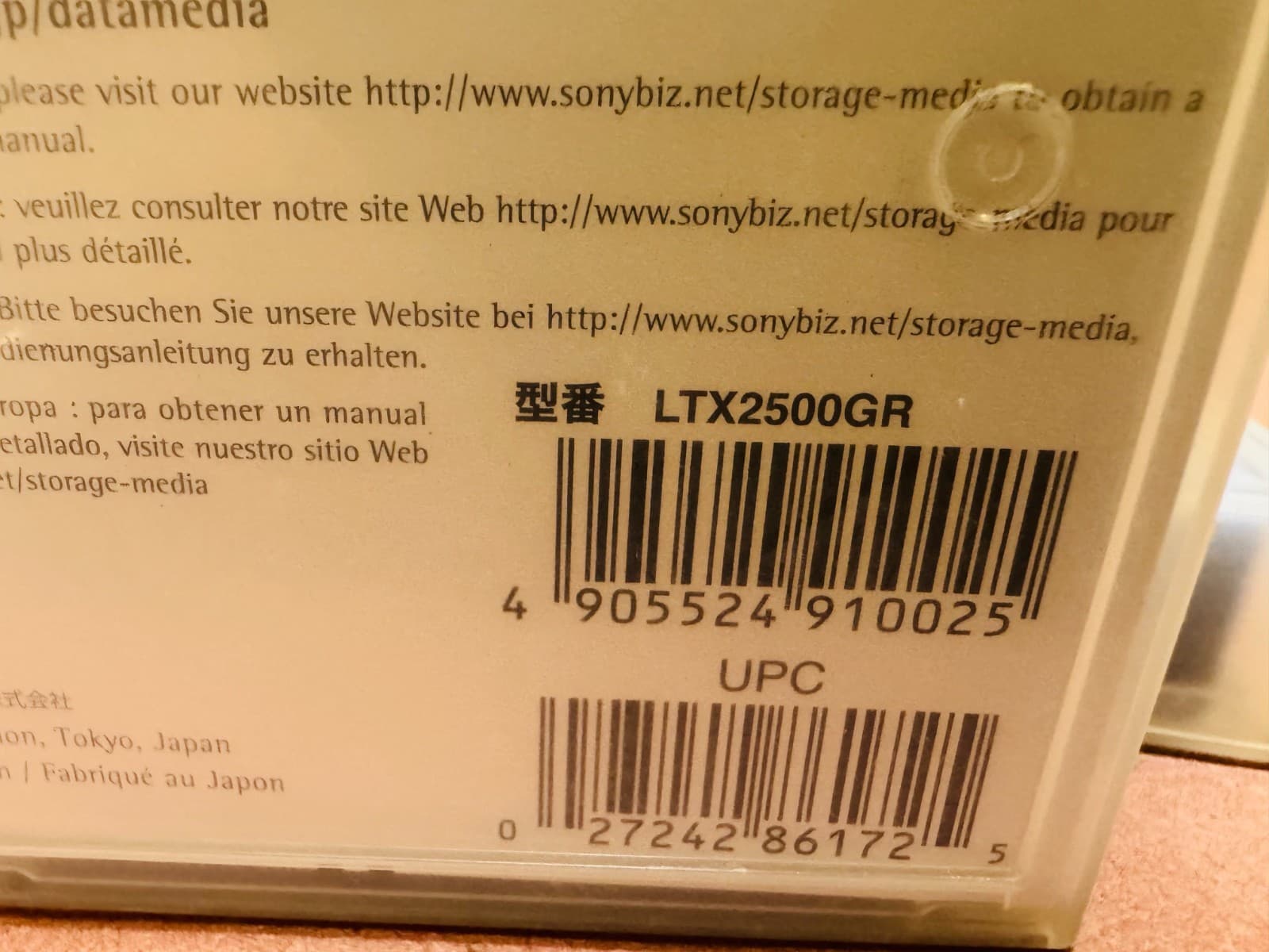 SONY LTX2500GR Ultrium LTO-6 Cartridge 2.5TB/6.25TB- LOT OF 6 2