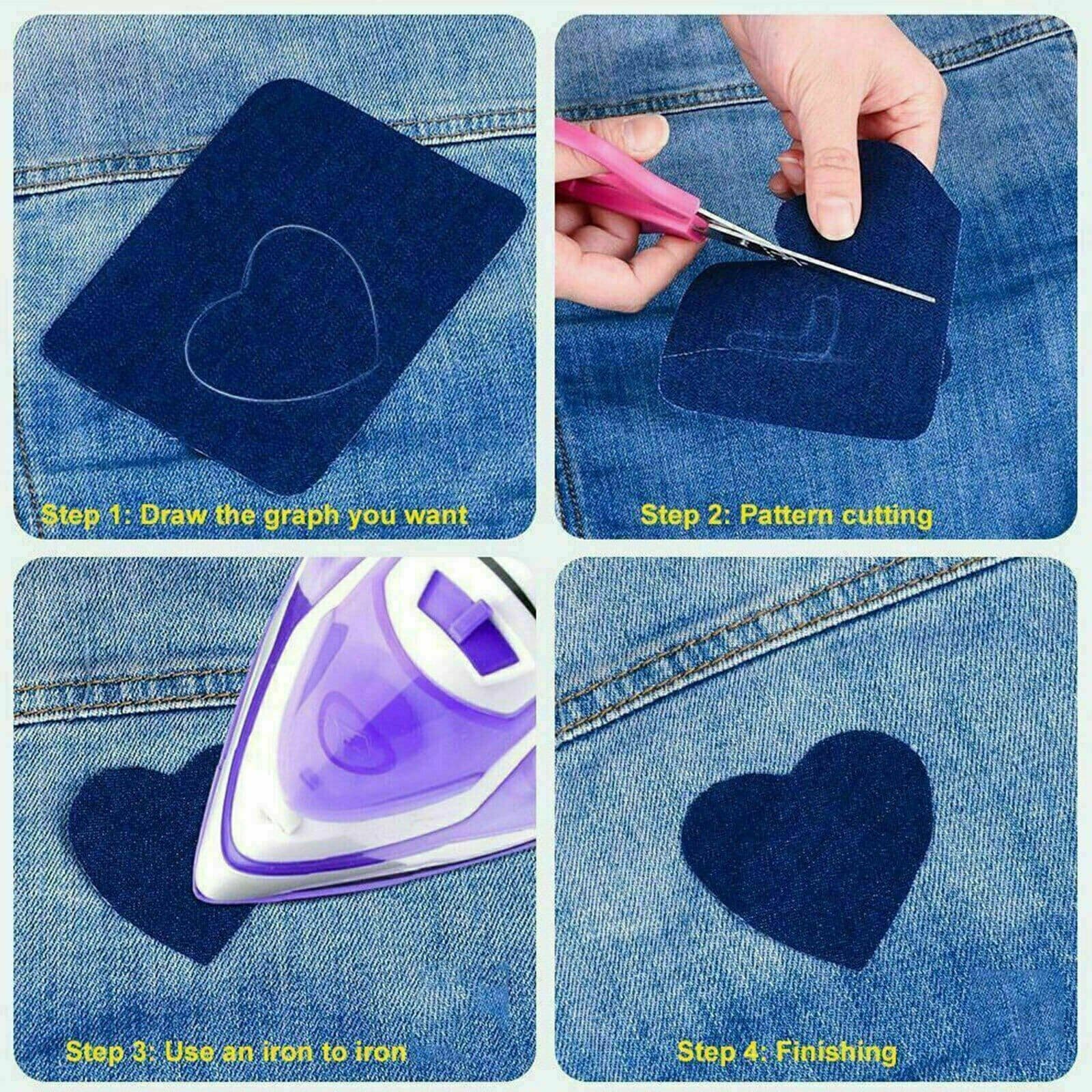 5 Colors DIY Iron on Denim Fabric Patches for Clothing Jeans Repair Kit（20pcs ） 5