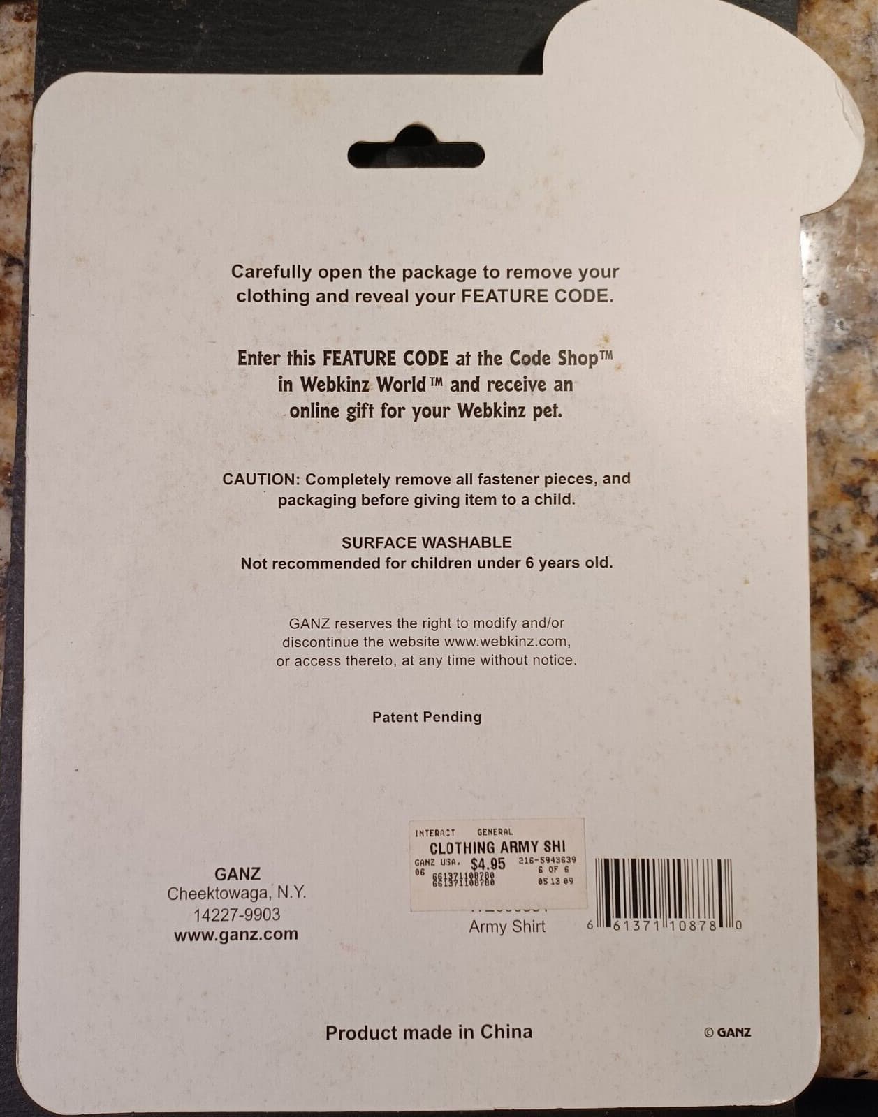 Webkinz Ganz - Army Shirt - FITS MOST DOG OR CAT - BRAND NEW - SEALED - BOX-29 2