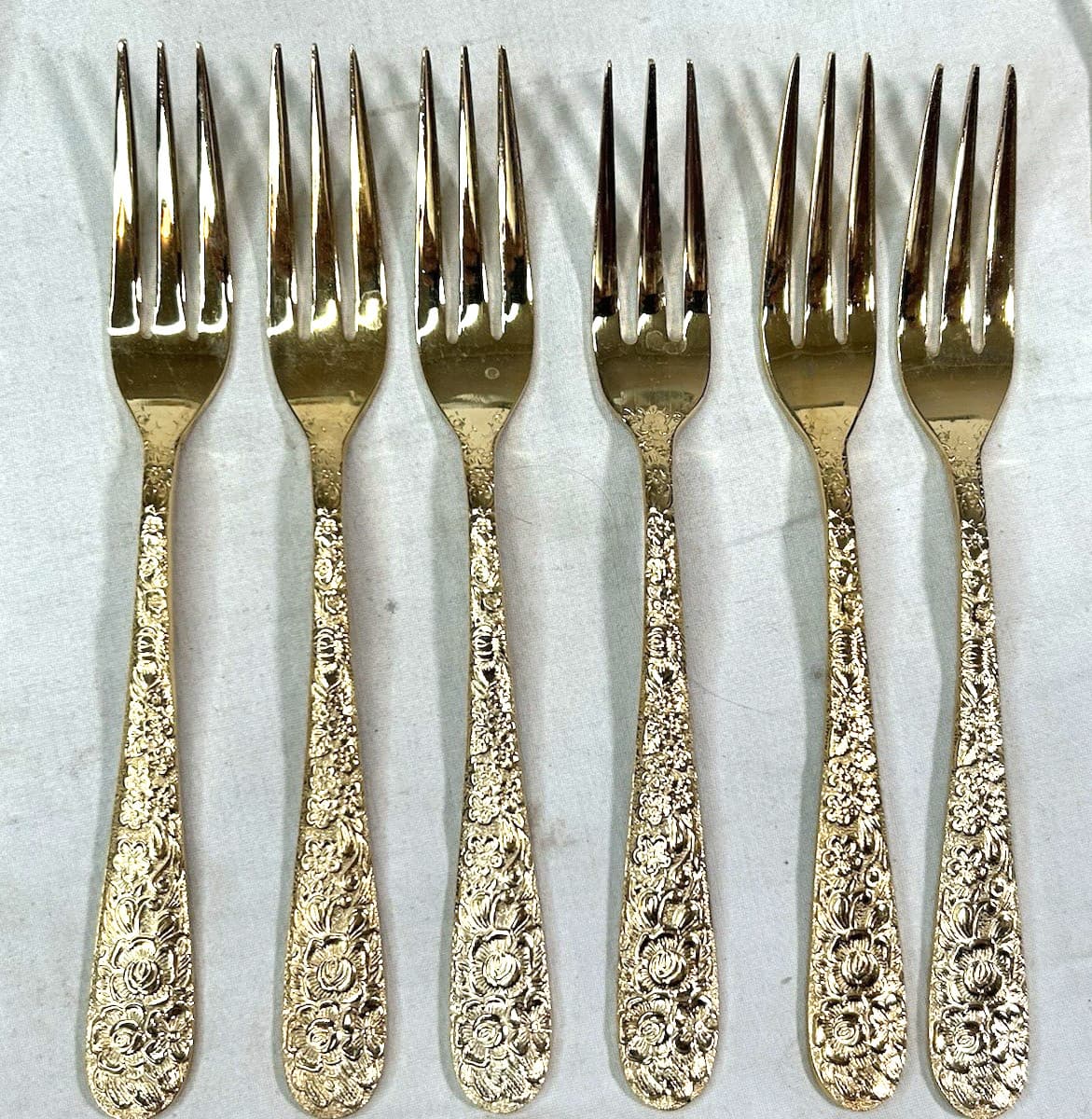 Towle Supreme Stainless Gold Electroplate Flora. Flatware 25 Pc  Vintage Japan 4