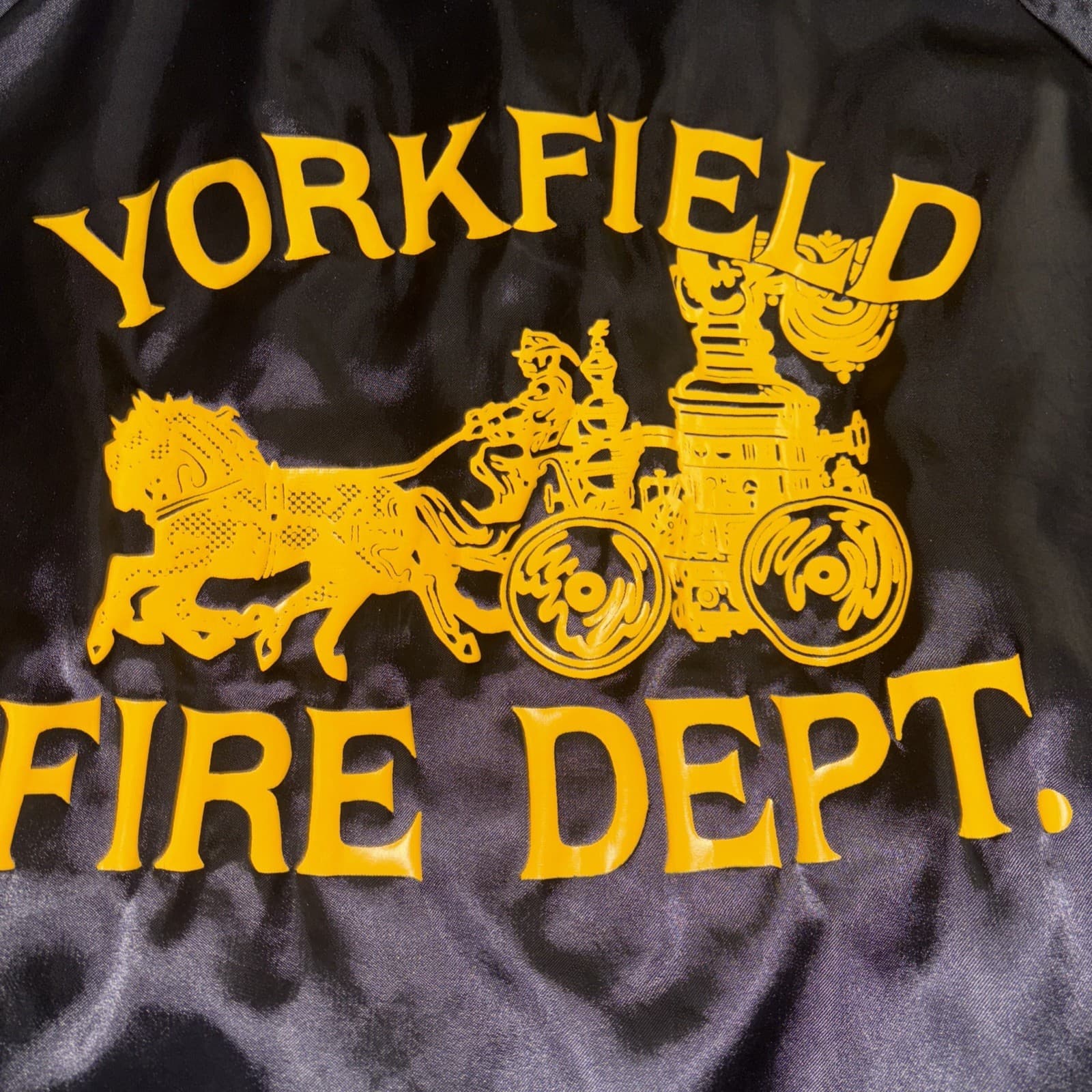 VTG Fire Dept Jacket Satin Bomber Yorkville Chicago Size XL Engine King Louie 5