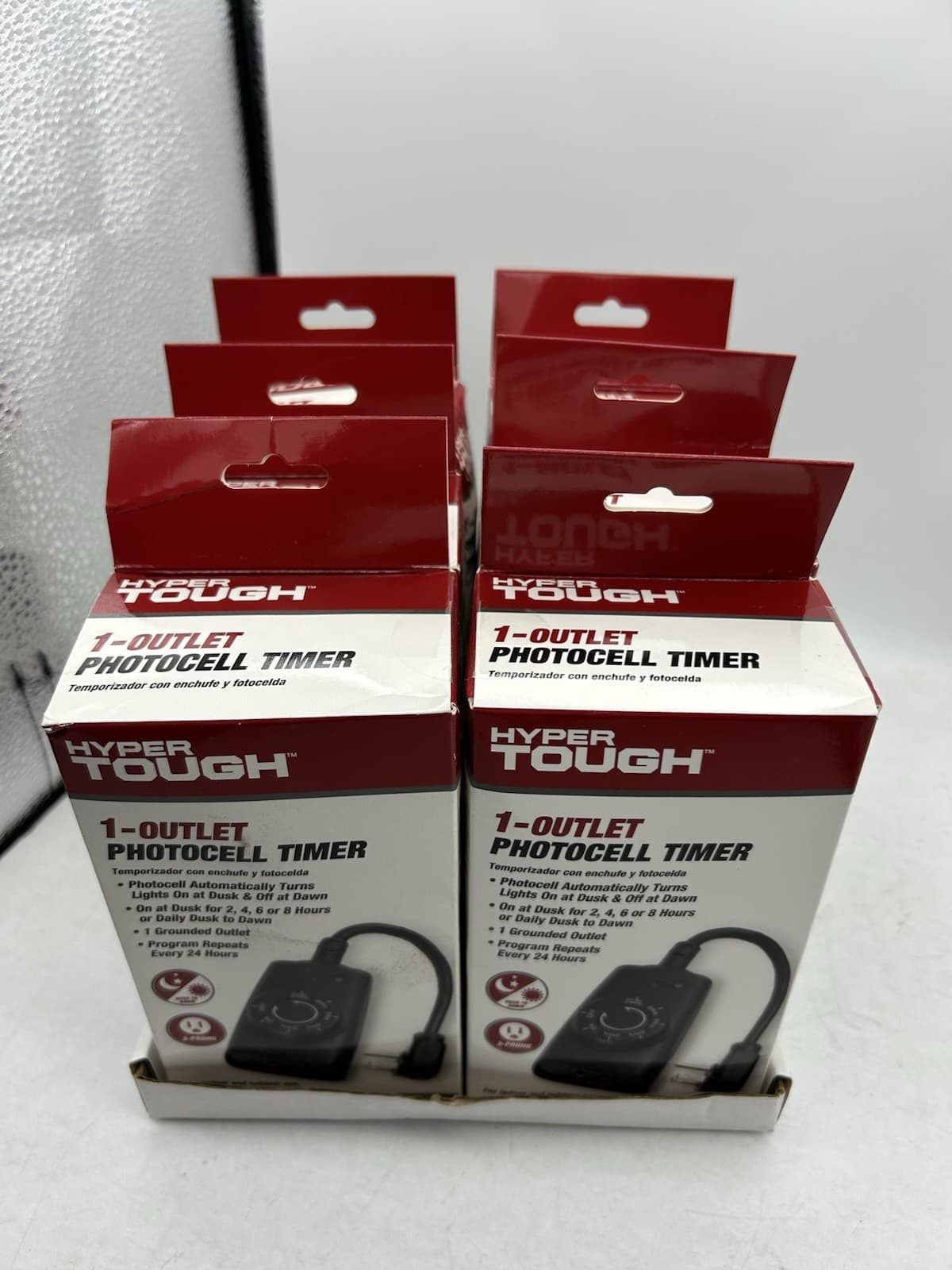 Lot of (6) Hyper Tough 1-Outlet Indoor Outdoor Photocell 24 Hour Timer HTH2062 4