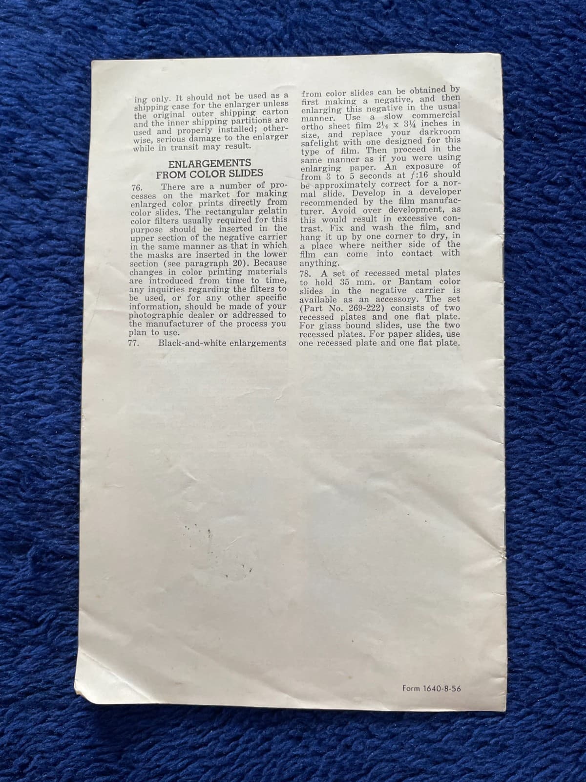 Vintage Photo Enlargement Operating Instructions 3