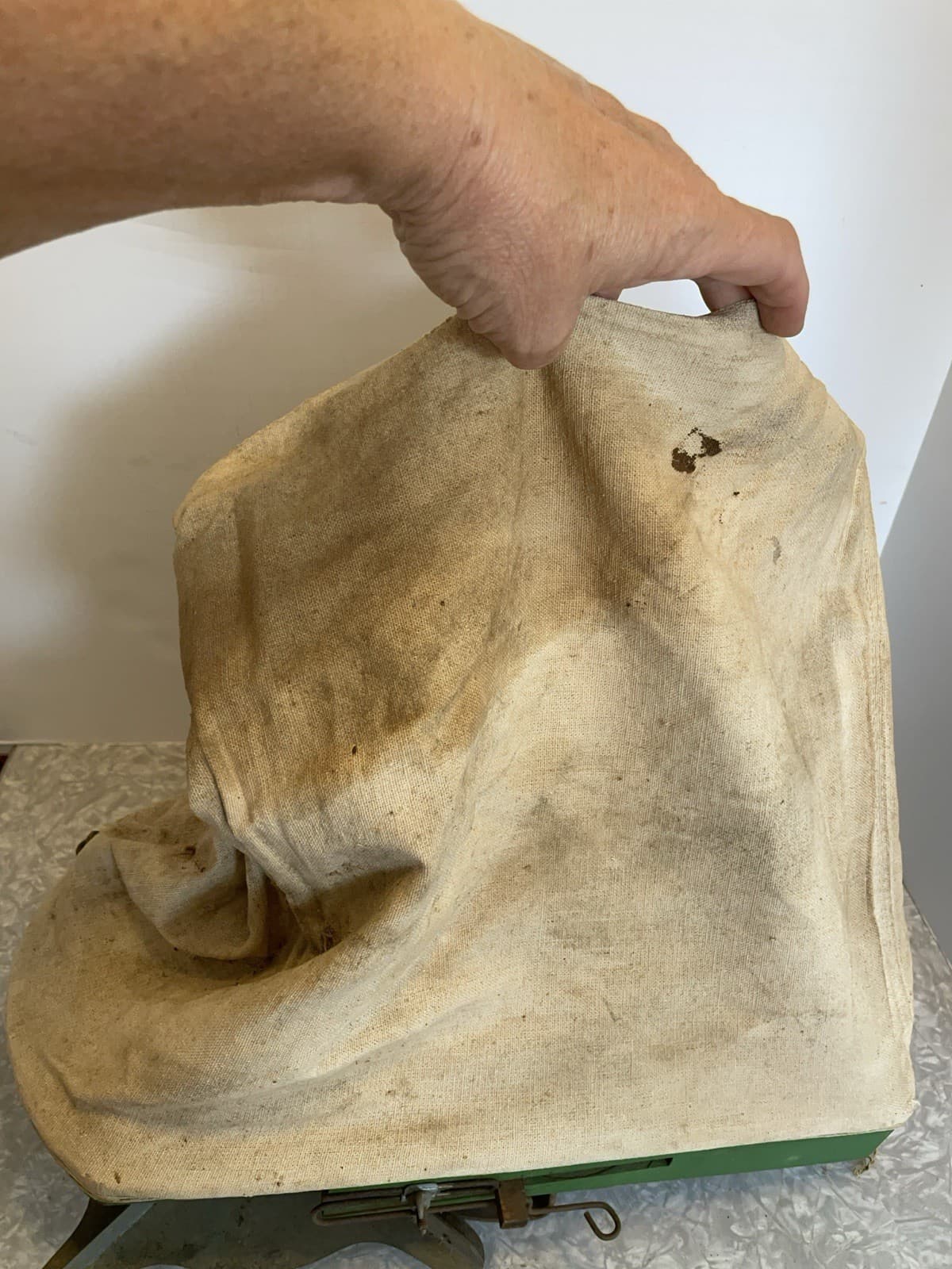 ATQ PRIMITIVE SEED SPREADER CANVAS SACK 3-GEAR SEED SOWER GREEN FARM HAND CRANK 6