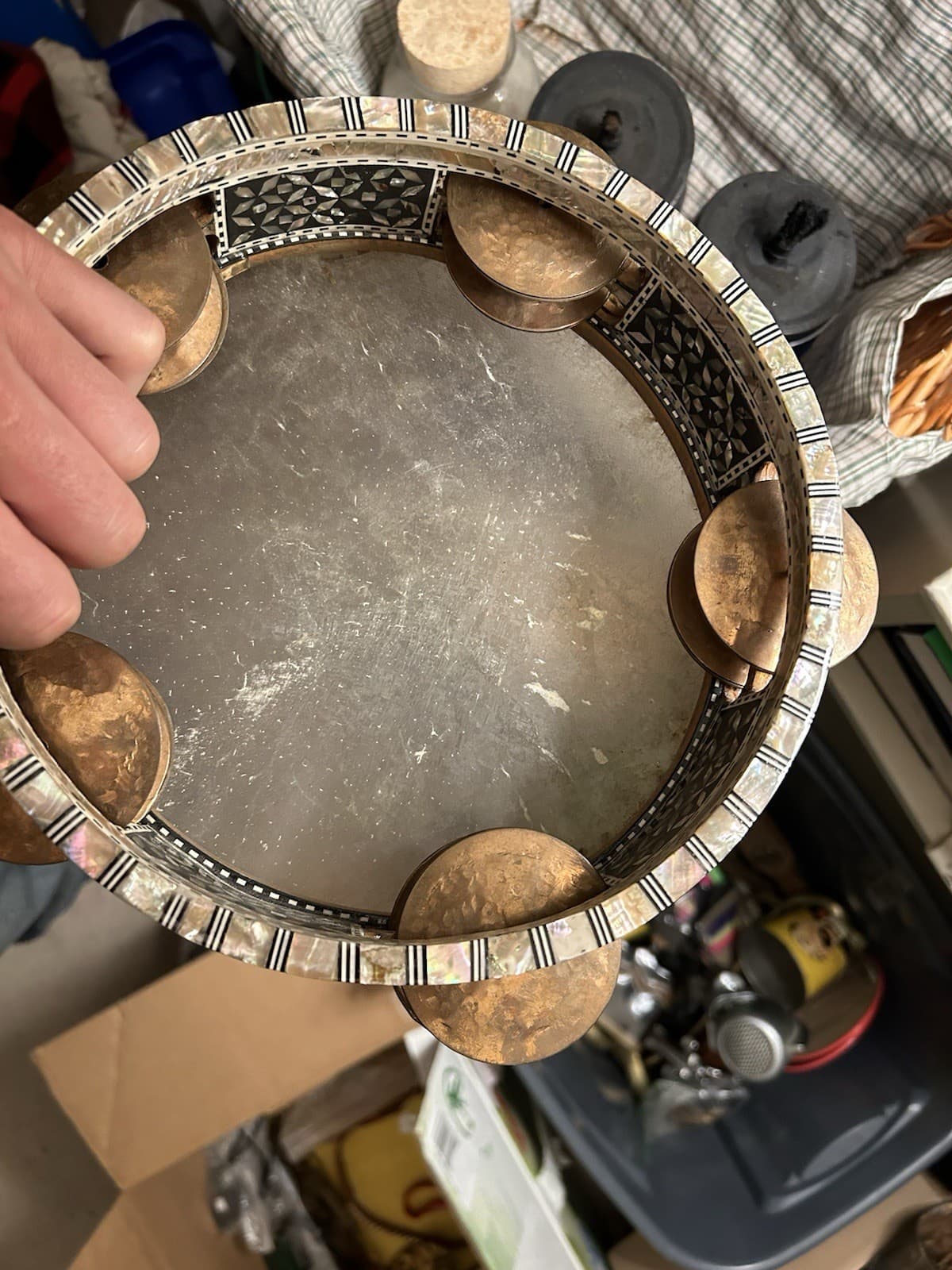 Lot Of 2  Quality Egypt Riq Hammered Jingles Cooperman Tambourine Daf Frame Drum 6