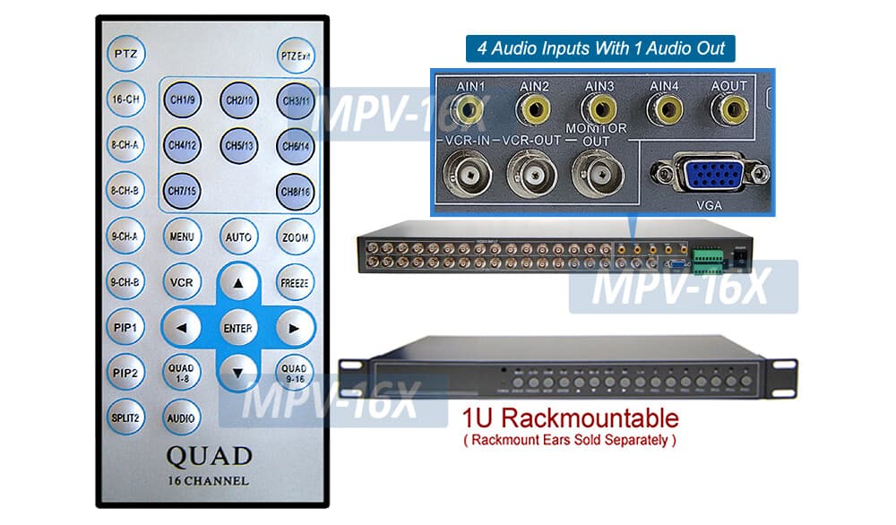 16-Channel Split-Screen Picture-In-Picture Video Processor With Audio Inputs  5