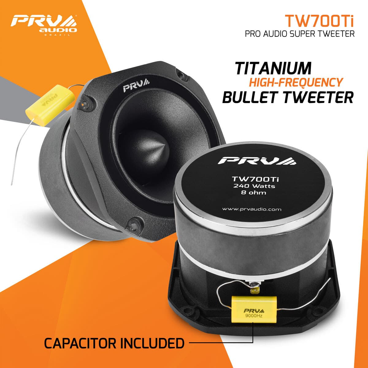 2x PRV Audio TW700Ti Bullet 4” Pro Audio Super Tweeters 8 Ohms Titanium 480W 2