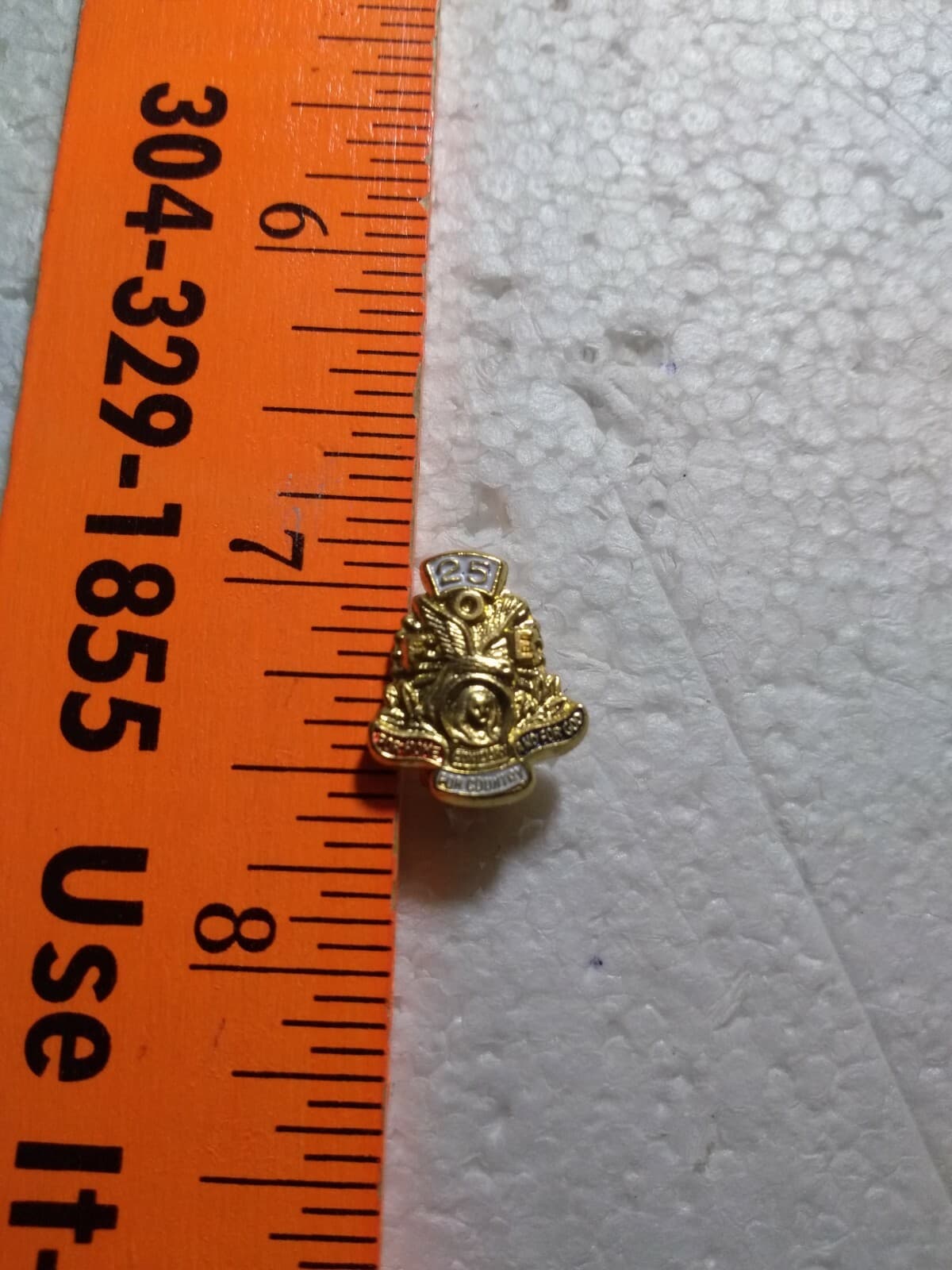 Vintage FOE Fraternal Order Eagles 25 year pin ; Home Country God (21-1306)