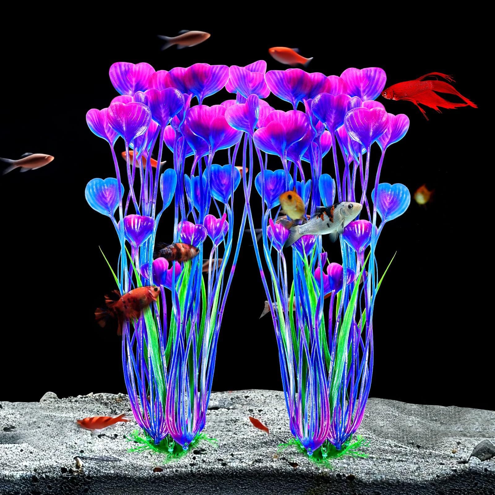 2 PCS Artificial Aquarium Plants, Fish Tank Plants Plastic, Aquarium Decor 4