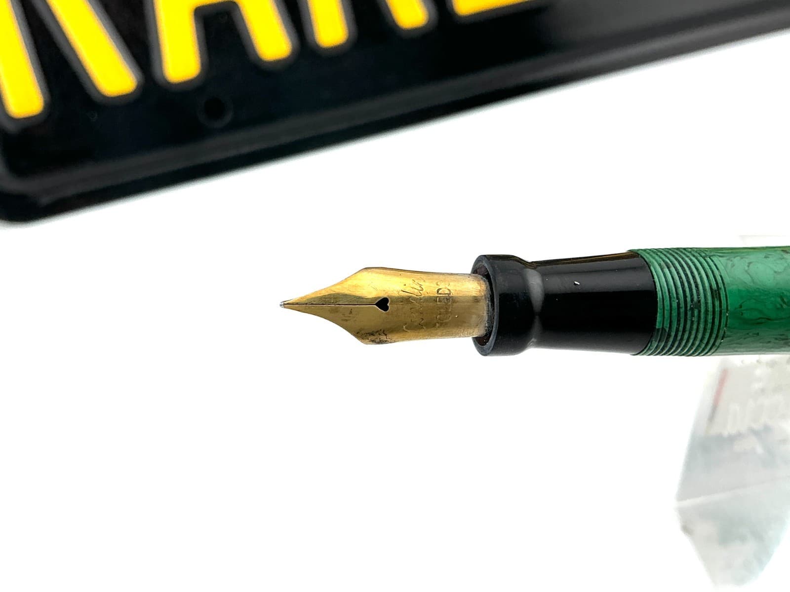 Vintage CONKLIN GREEN Celluloid Fountain Pen 14k Med nib Restored 6
