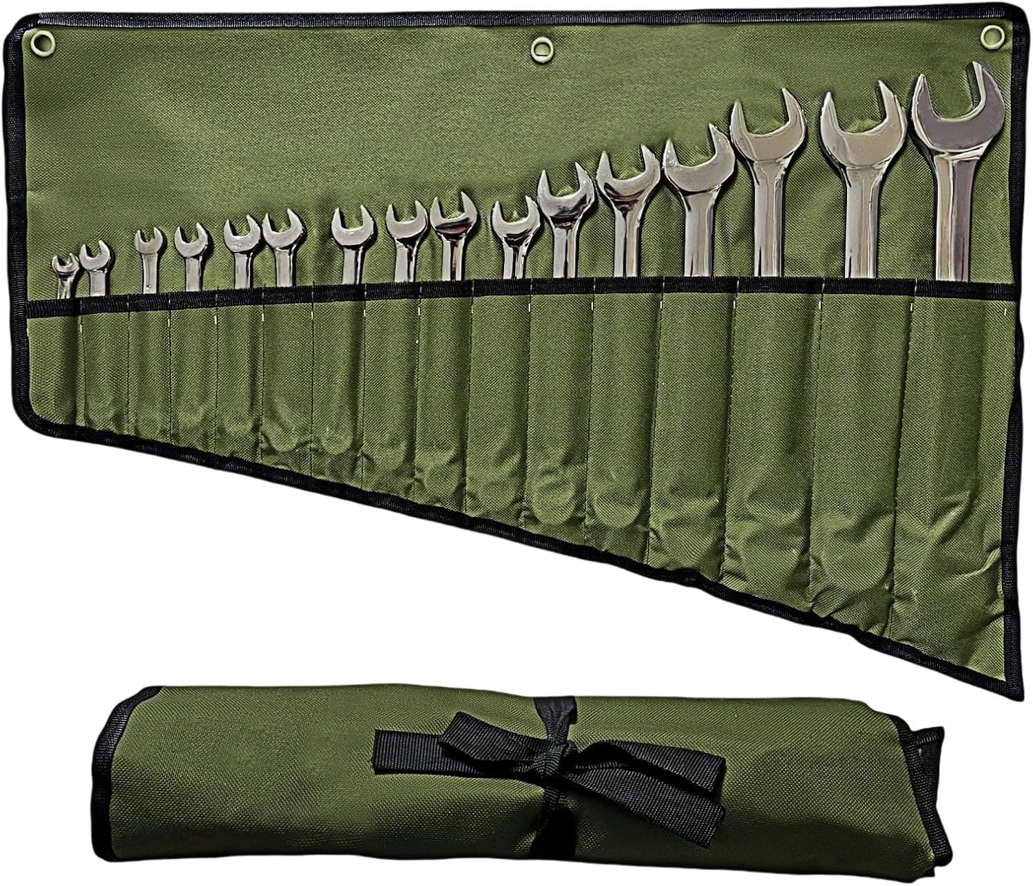 16 Pockets Wrench Roll up Pouch, Wrench Roll Organizer and Tool Storage, Rolled