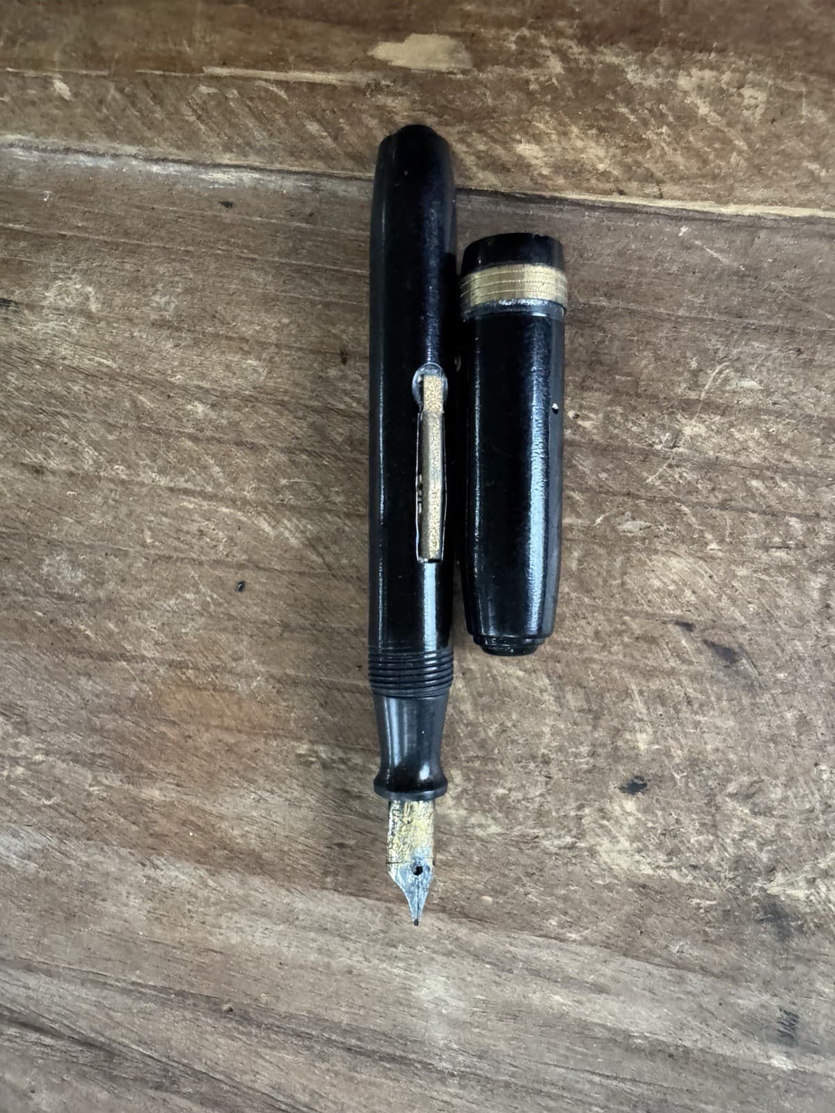 Vintage Eversharp Fountain Pen 14K Gold Plated Nib Black 1940s Junior 4.5” 6