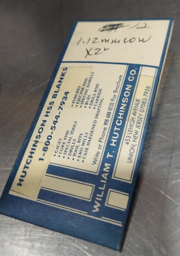 Lot Of 12 - USA Hutchinson 1.12mm x 2" Low Drill Blank Reamer Pin Gage 3