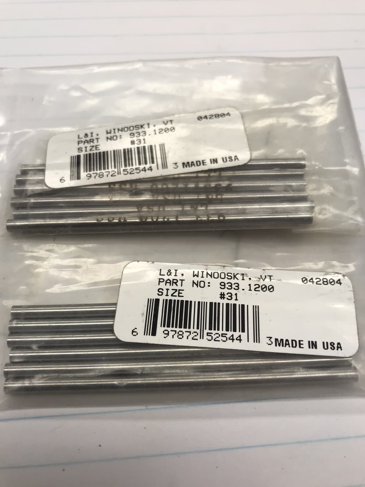 6 pcs. #31 HS REAMER BLANK L & I. USA (loc I10) +.0002 - .0000