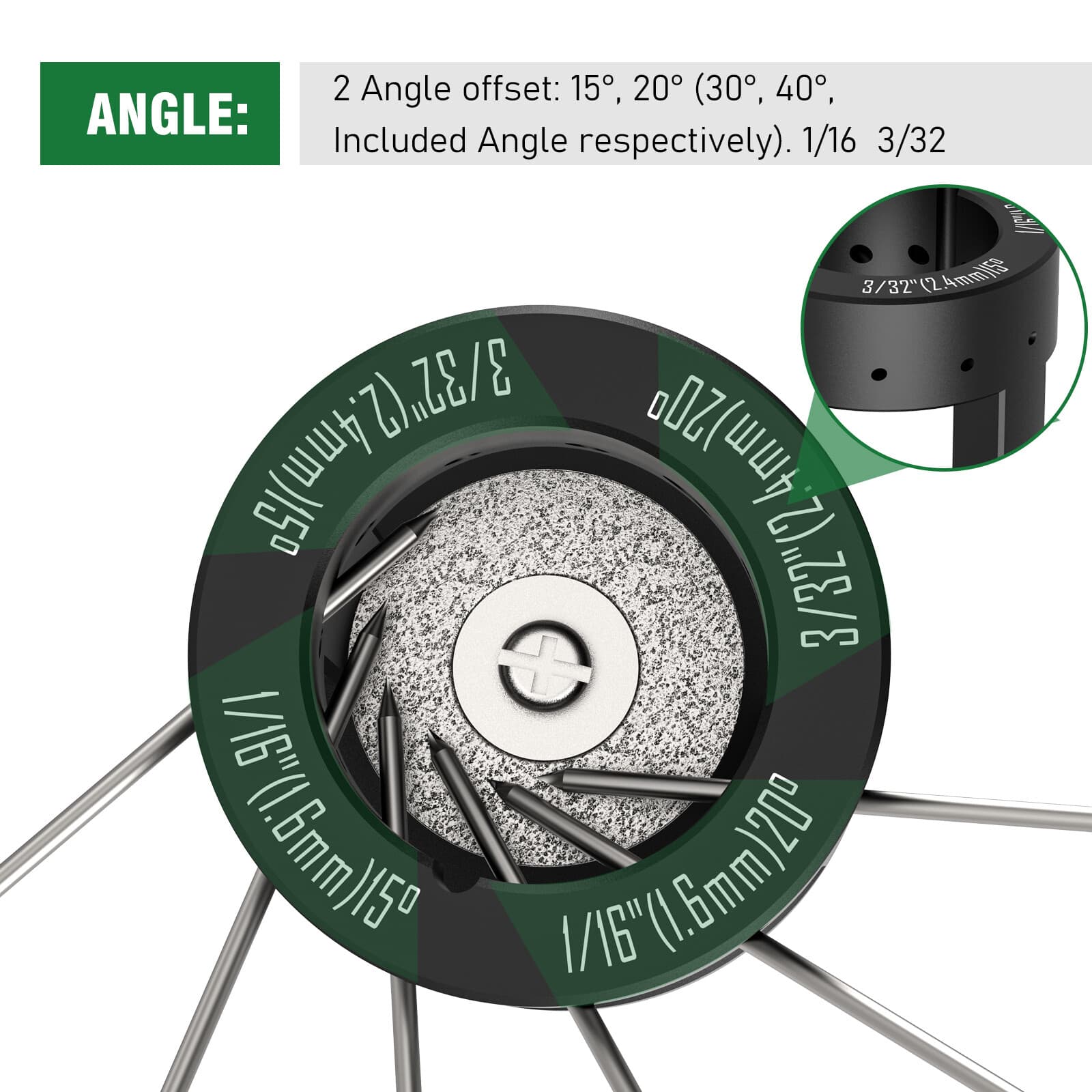 Tungsten Electrode Sharpener Grinder Multi-Angle Offsets Head Tool TIG Welding 5
