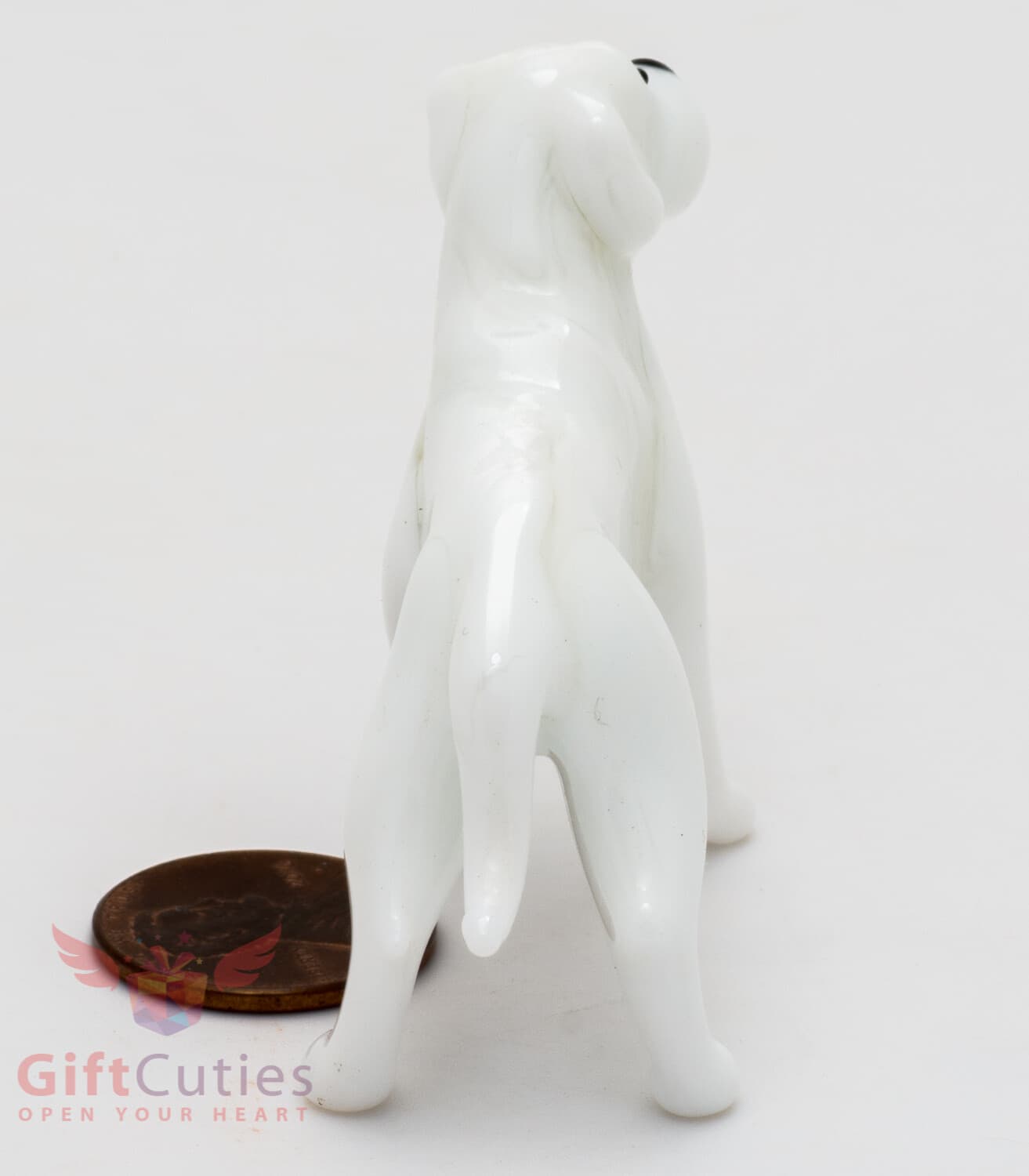 Art Blown Glass Figurine of the white American Bulldog dog 5