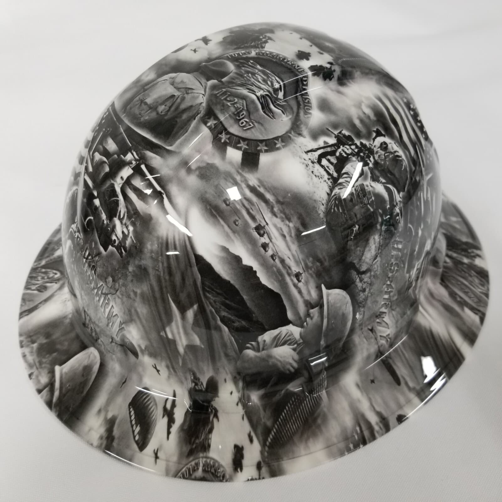 NEW FULL BRIM Hard Hat custom hydro dipped MILITARY TRIBUTE SALUTE TO THE BRAVE  3