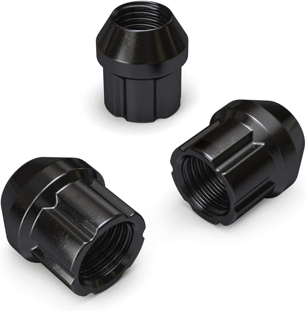 20pcs Black Spline Drive Lug Nuts - 12x1.5 Threads - 0.85 inch Length - Open En 6
