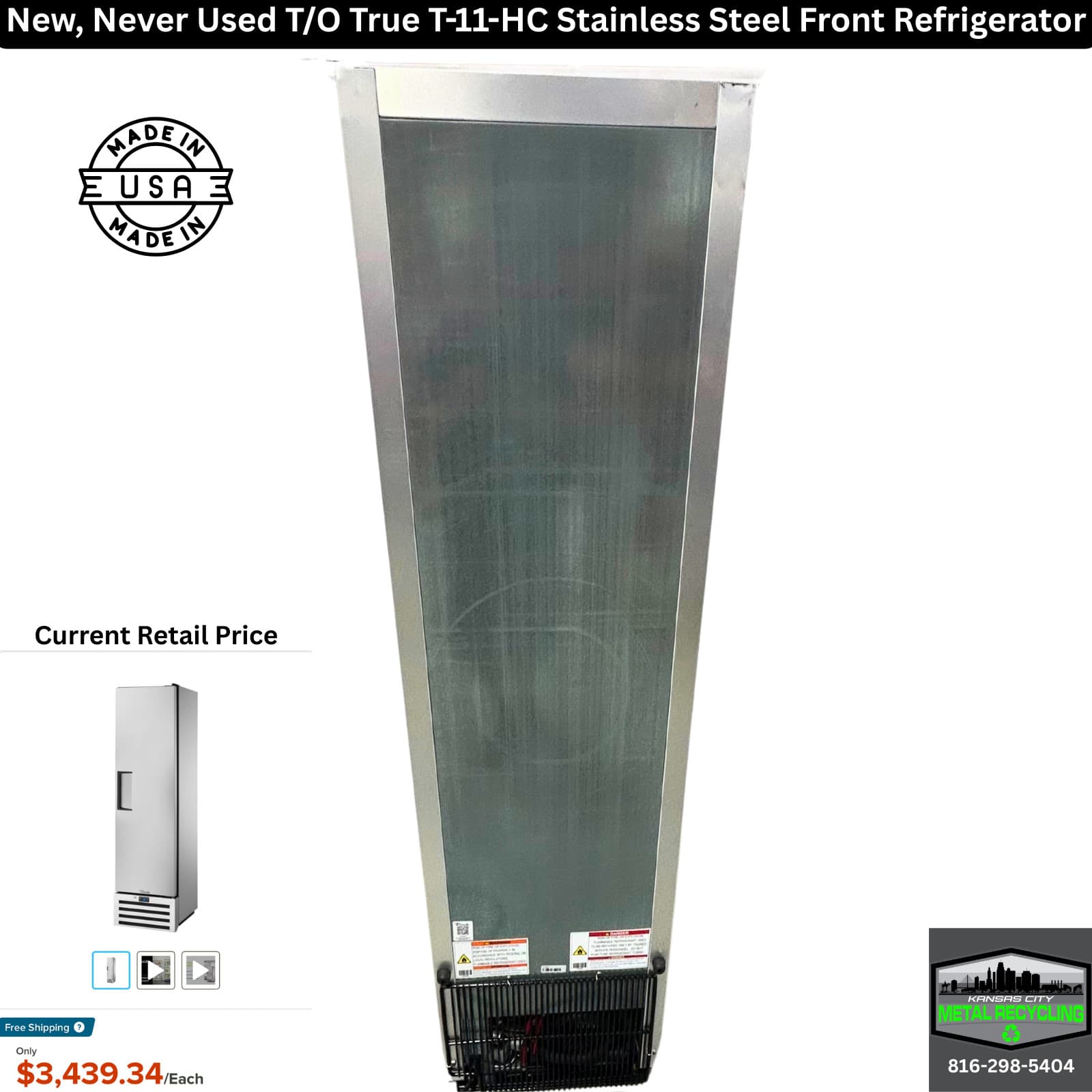 New T/O True T-11-HC 19.25" One Section Solid Door Reach in Refrigerator 4