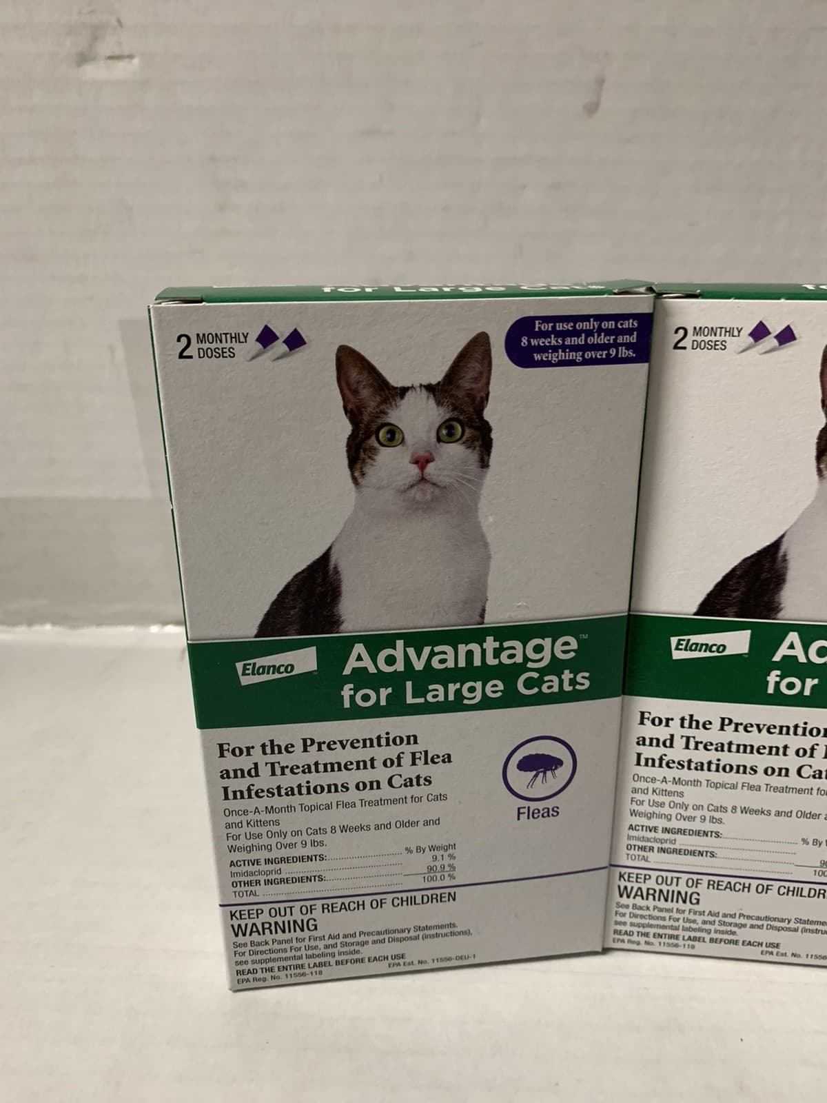 (x4)- Advantage Topical Flea Prevention For Large Cats 2-Doses - 4 Boxes Lot 2