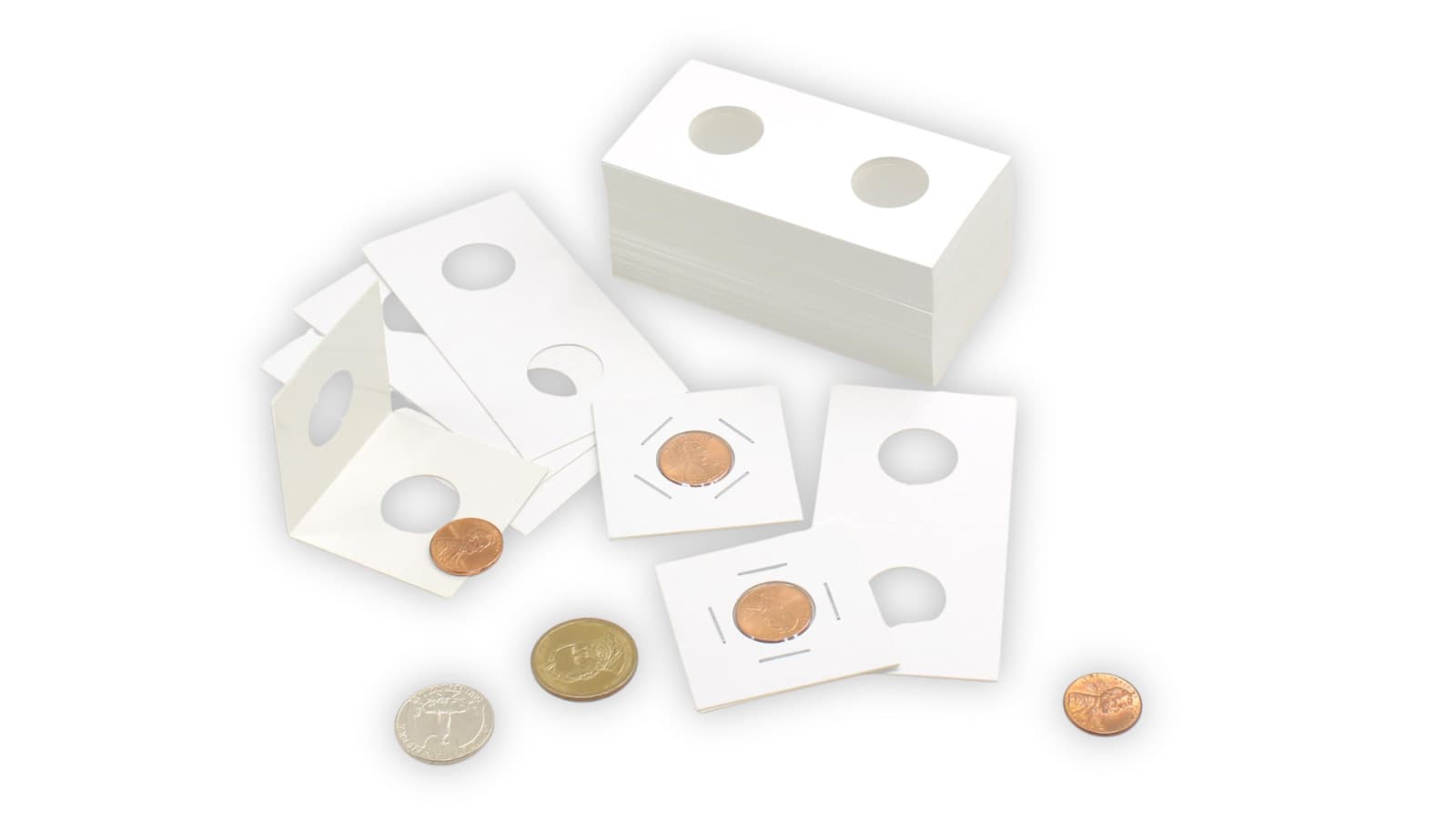 100PCS Cardboard Coin Holders 20.5mm 2"x2" Storage Flips for Pennies & Dimes 2
