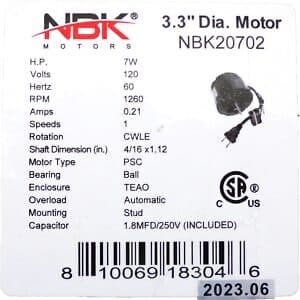 Fan Motor for Broan - Part# S99080518 4