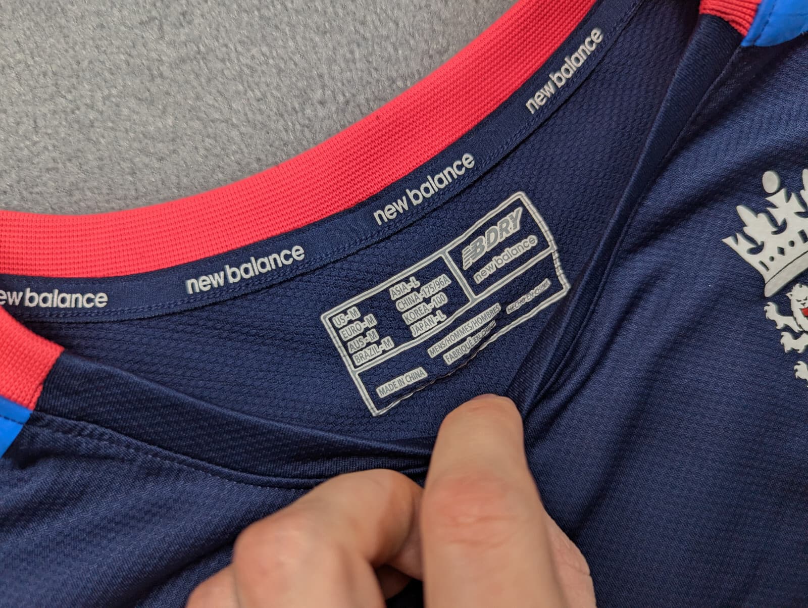 England New Balance Navy Blue White Cricket Training Shirt NatWest mens size M 6