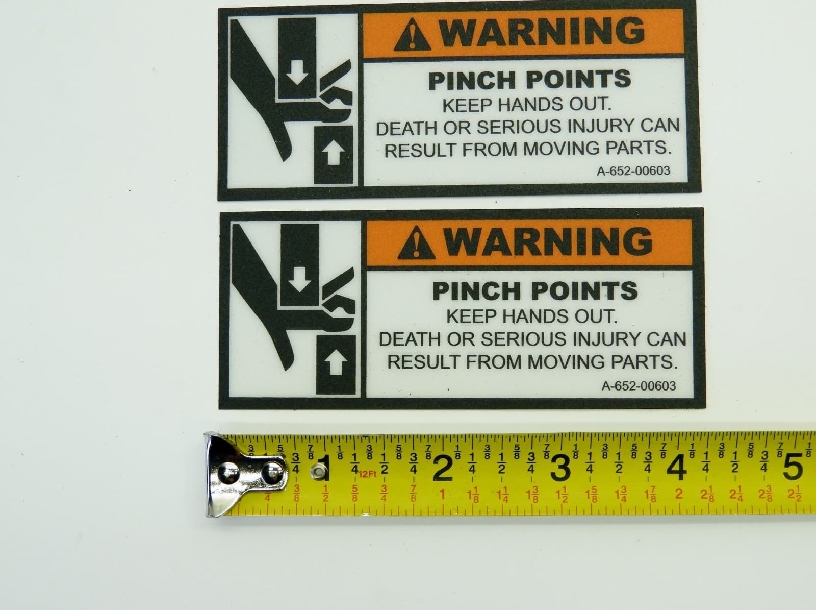 (Lot of 5) Warning Pinch Points Label Safety Decal Keep Hands Out 4.25" x 1.75" 2