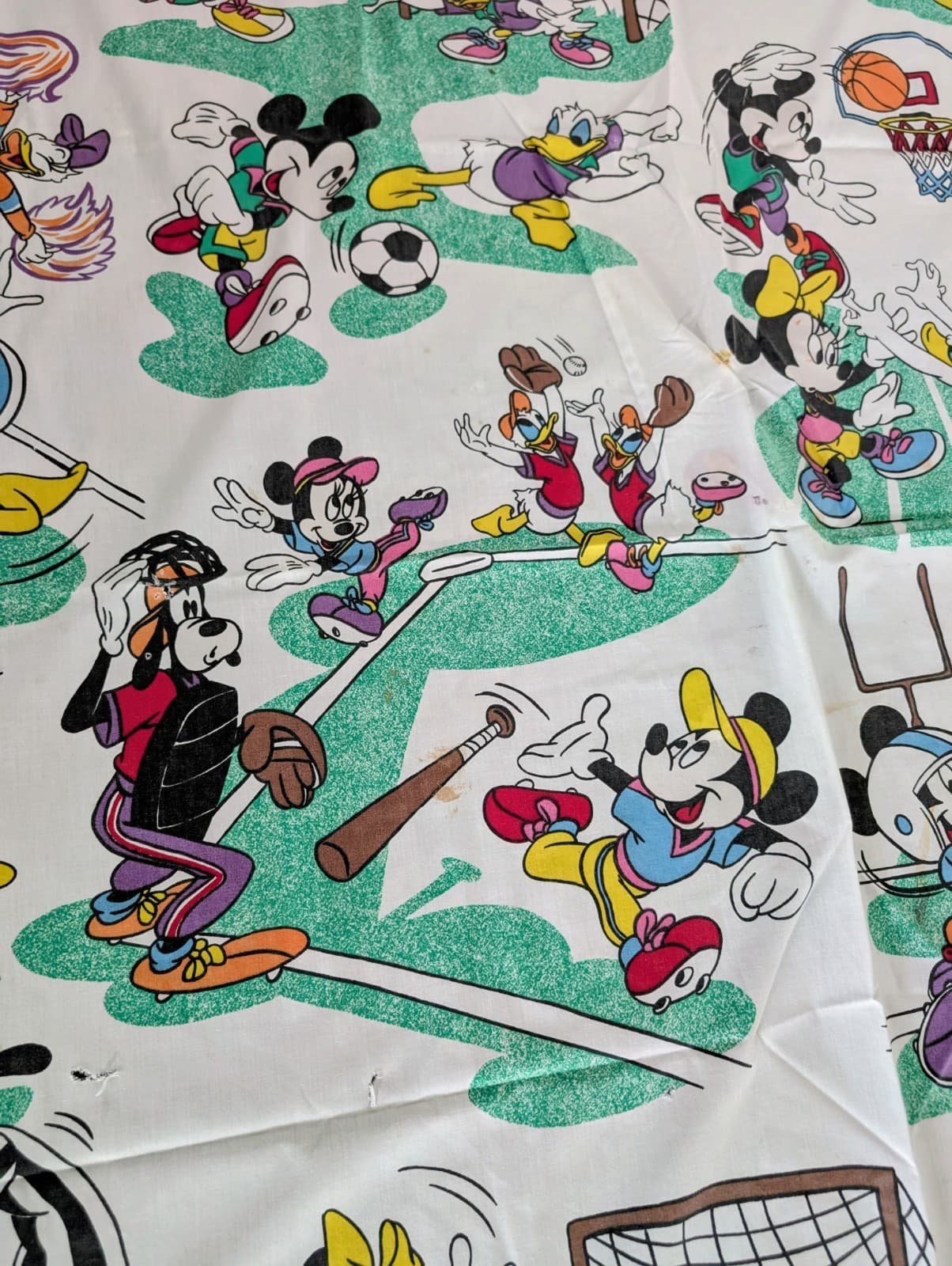 VTG 80s Walt Disney Mickey Mouse Friends Sports Pacific Twin Sheet & Pillow Case 5