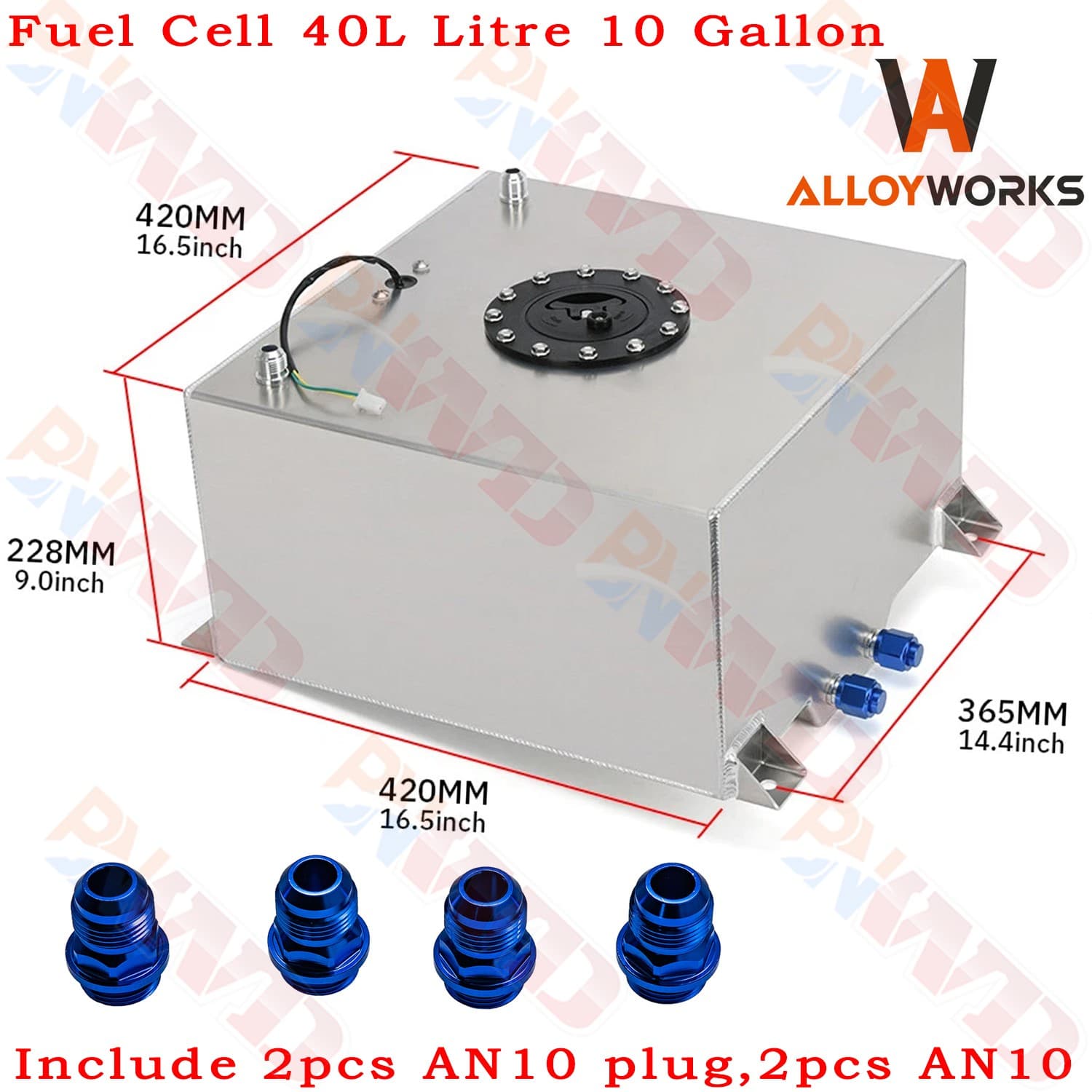 10 Gallon 40L Litre Aluminum Fuel Surge Cell Tank With Cap Sensor Foam Inside