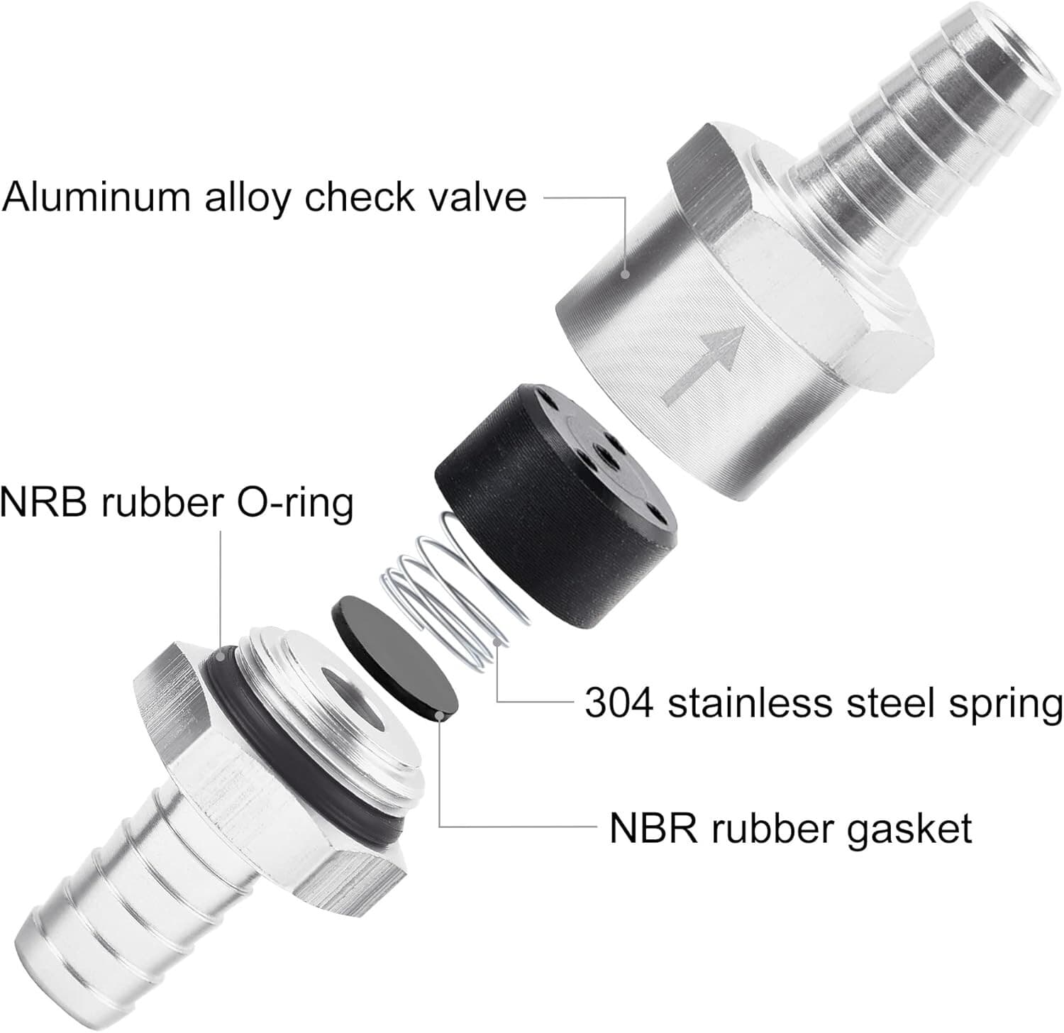 2x 10mm 3/8" Fuel Line Non-Return One Way Air Fuel Oil Check Valve Diesel Gas 3