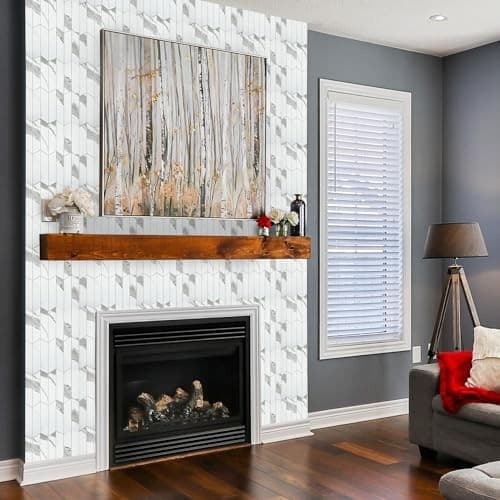 Arrow Tiles Peel and Stick Backsplash for Kitchen, Self 6 Marble White Arrow 6