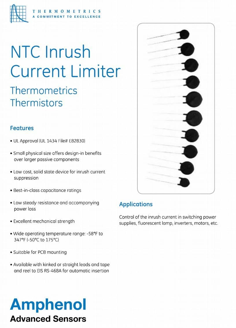 Lot of Thermometrics/Amphenol CL-120 10 Ohm 1.7 AMP ICL Current Limit Thermistor 6