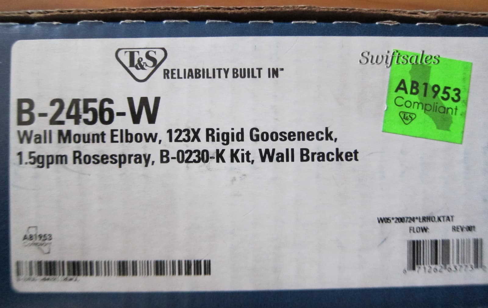 T&S Brass B-2456-W - Remote Rosespray Outlet Gooseneck Spout w/ Wall Bracket 3