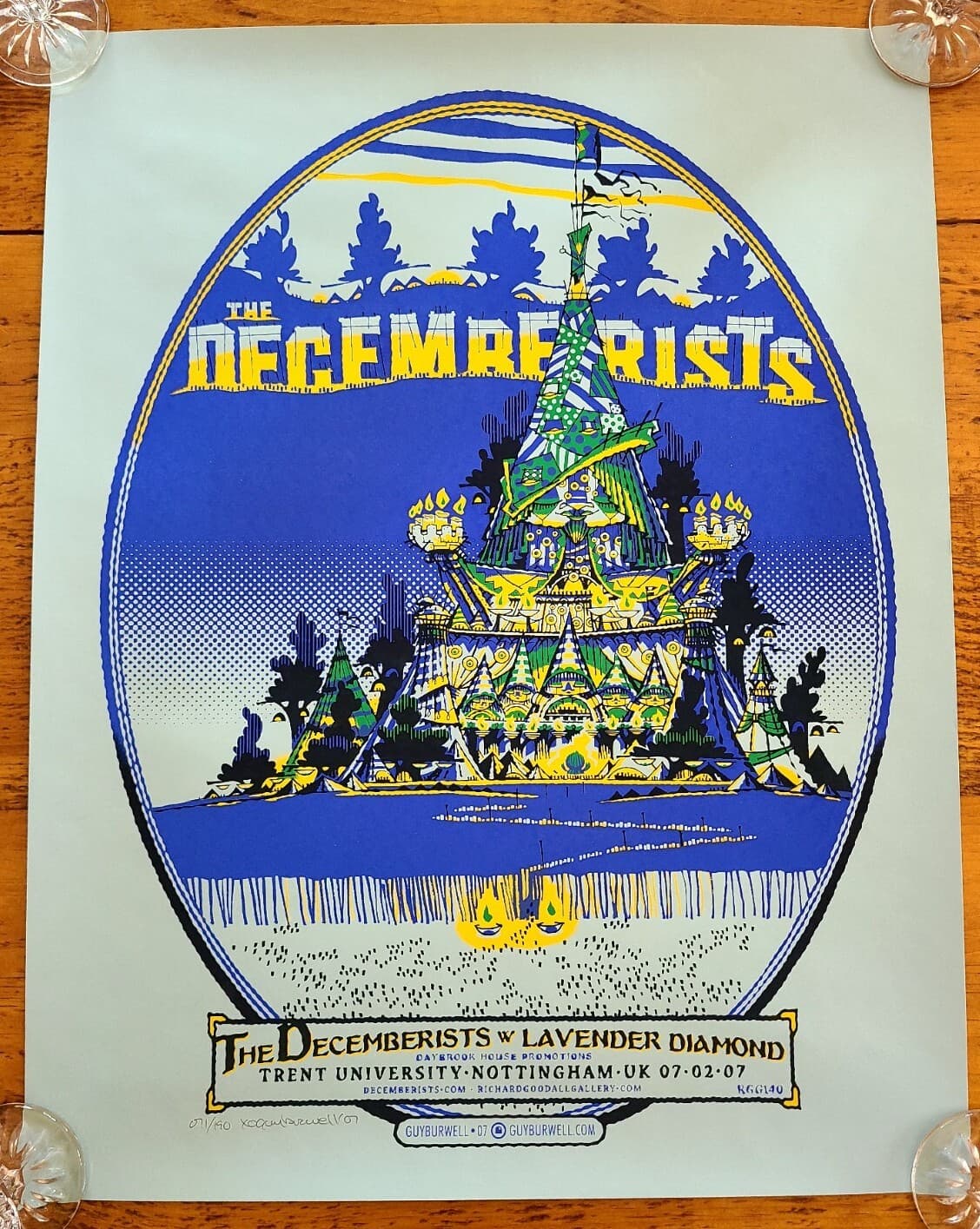 2007 DECEMBERISTS UK Silkscreen POSTER 17.5x22.5  Mint S/N Guy Burwell #071/190 