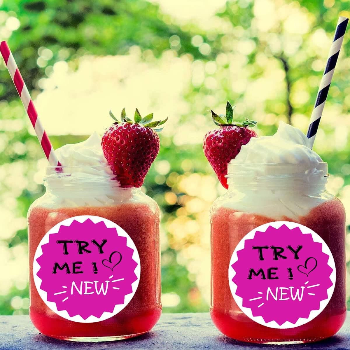 Try Me Stickers,Round New Try Me Grocery Store Food Labels 500/Roll Pink 2 Inch 4
