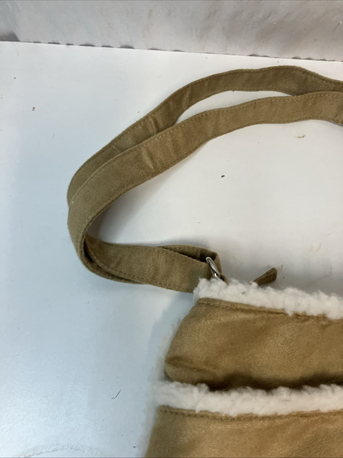 Disney Tan Beige Suede Crossbody Shoulder Bag Mickey Mouse 2009 5