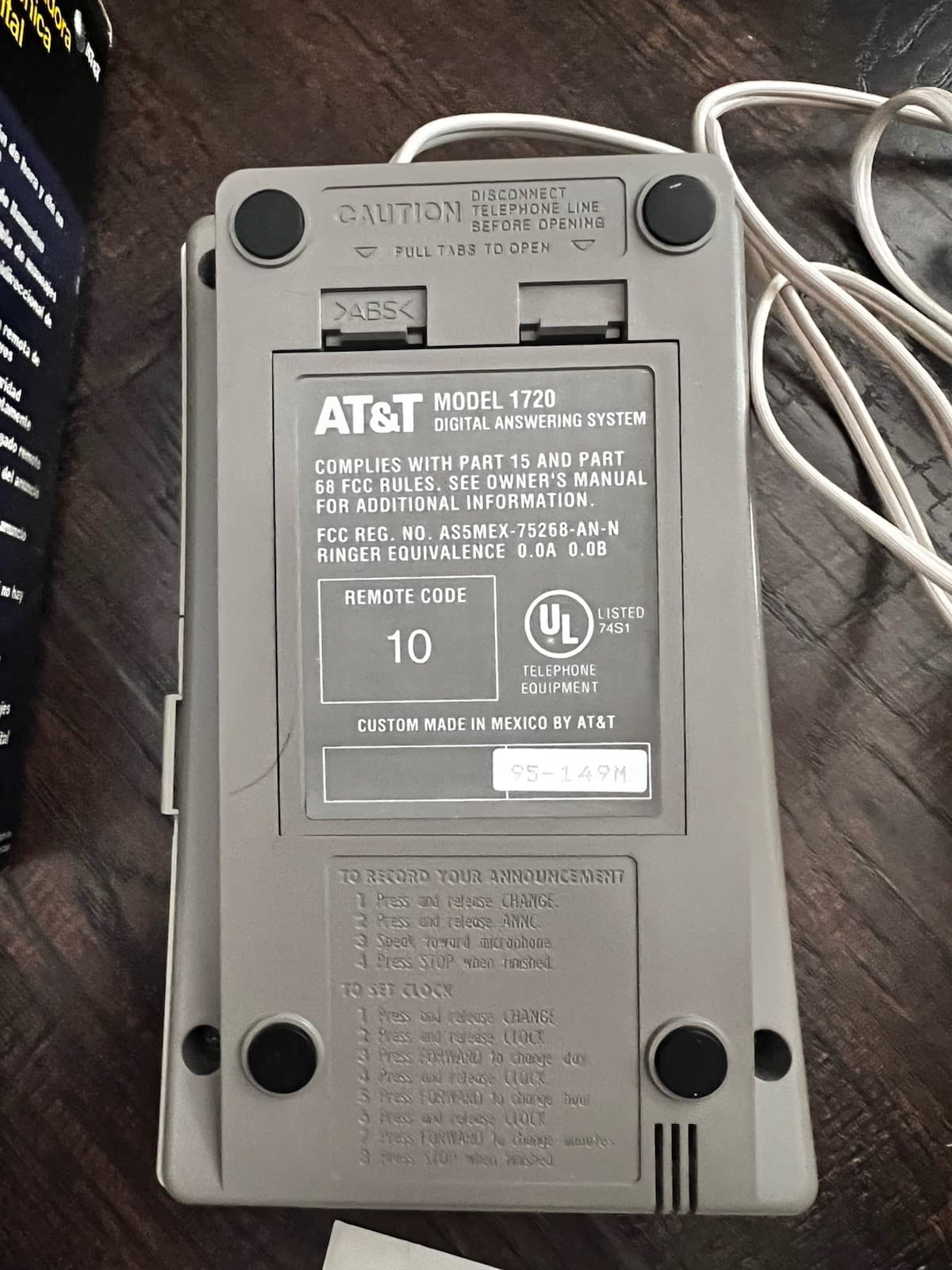 Genuine AT&T 1720 Tapeless Digital Answering System Box Included VTG  1993 4