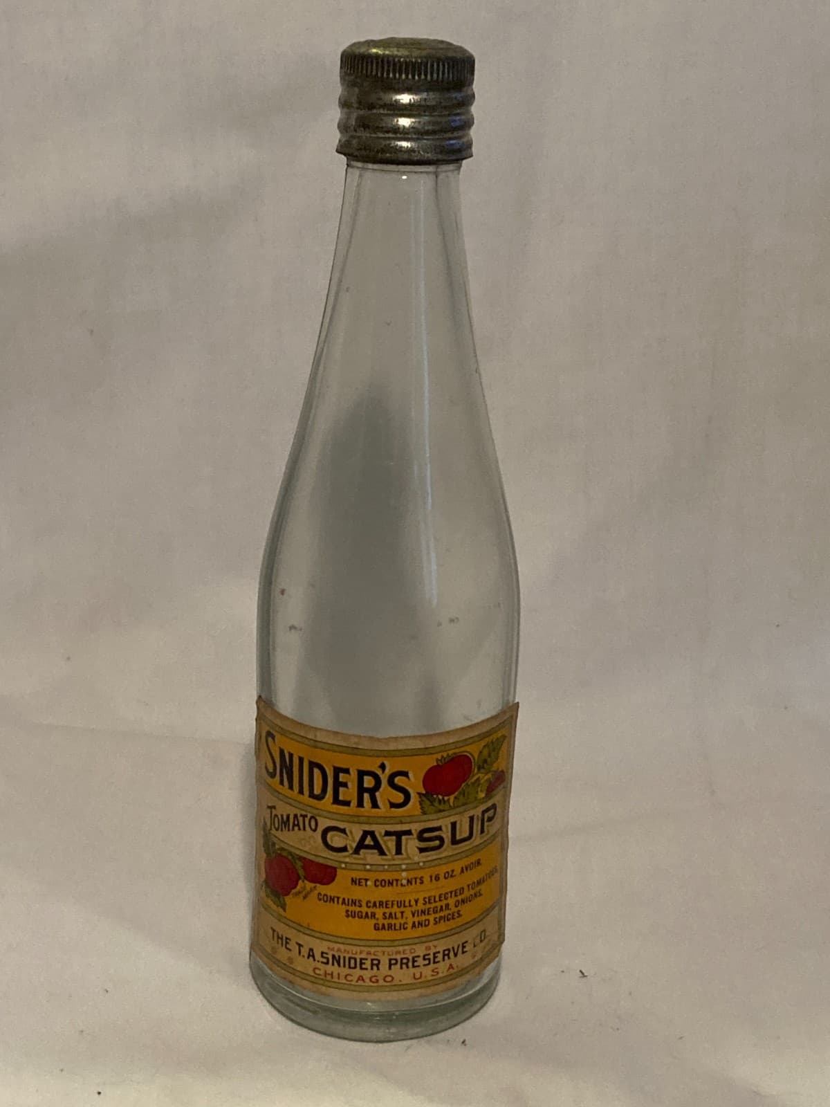 c1920s Snider's Tomato Catsup the T. A. Snider Preserve Co. Chicago, Illinois