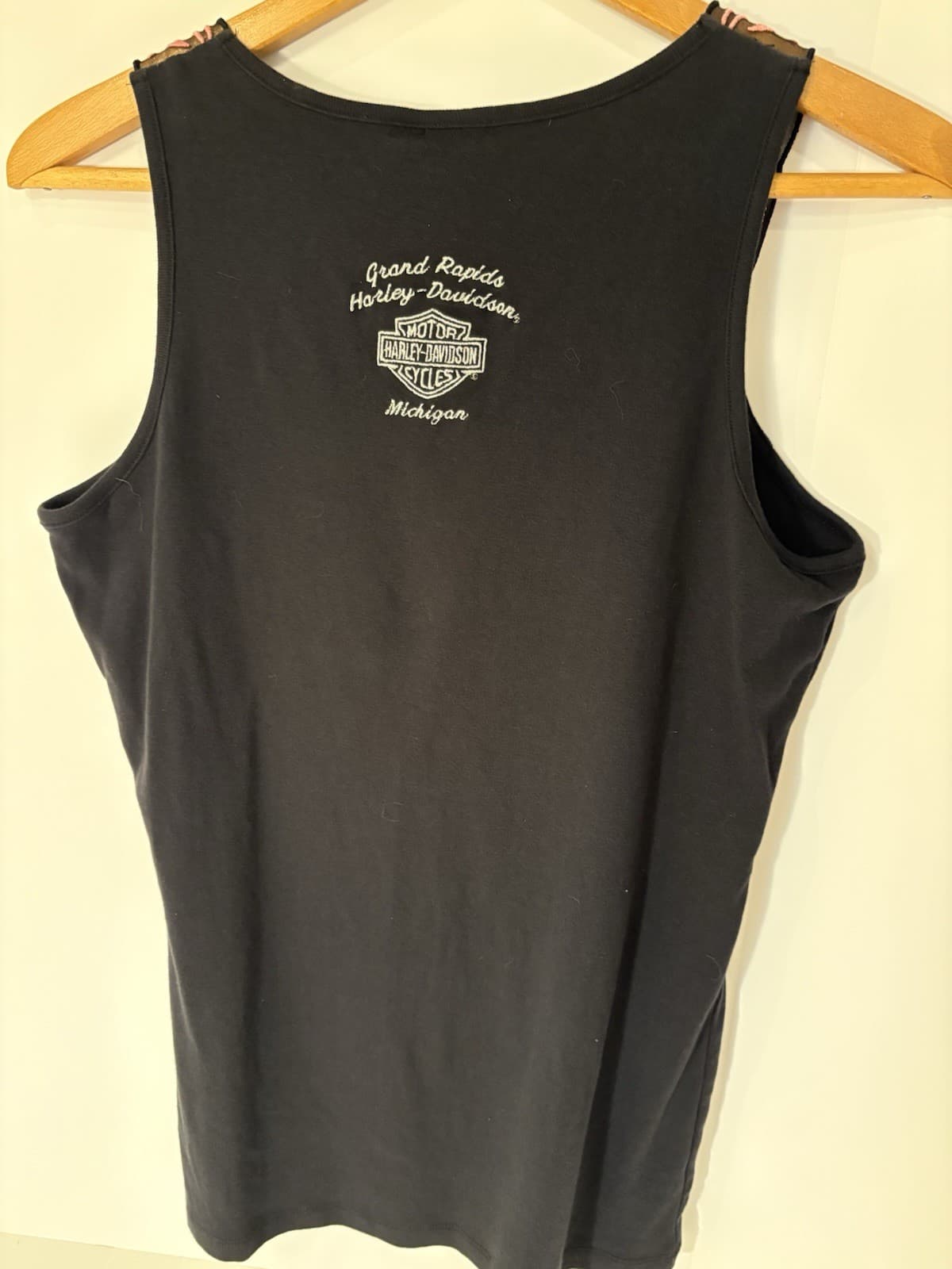 Harley Davidson Black Ladies Shirt With Rhinestones Brighton Mi 4