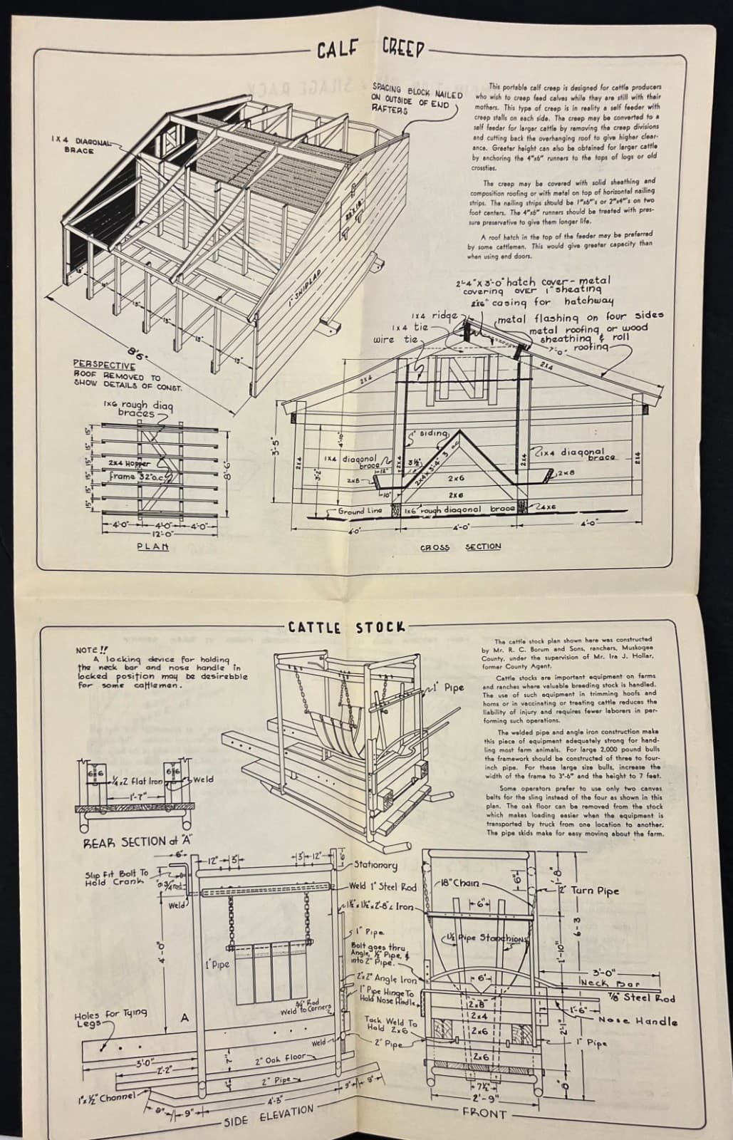 1940s Cattle Feeders Plans Equipment Oklahoma A&M College VTG Diagrams Brochure 3
