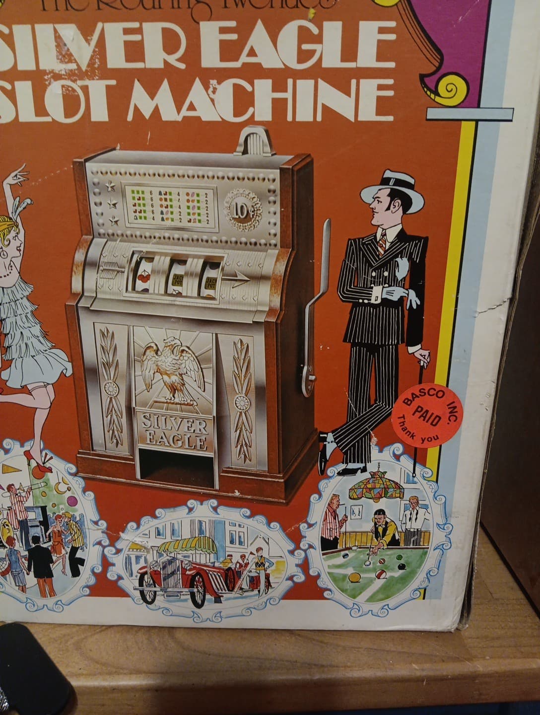 VTG 1977 Roaring Twenties Silver Eagle Slot Machine Bank Cleaned TESTED SEE DESC 2